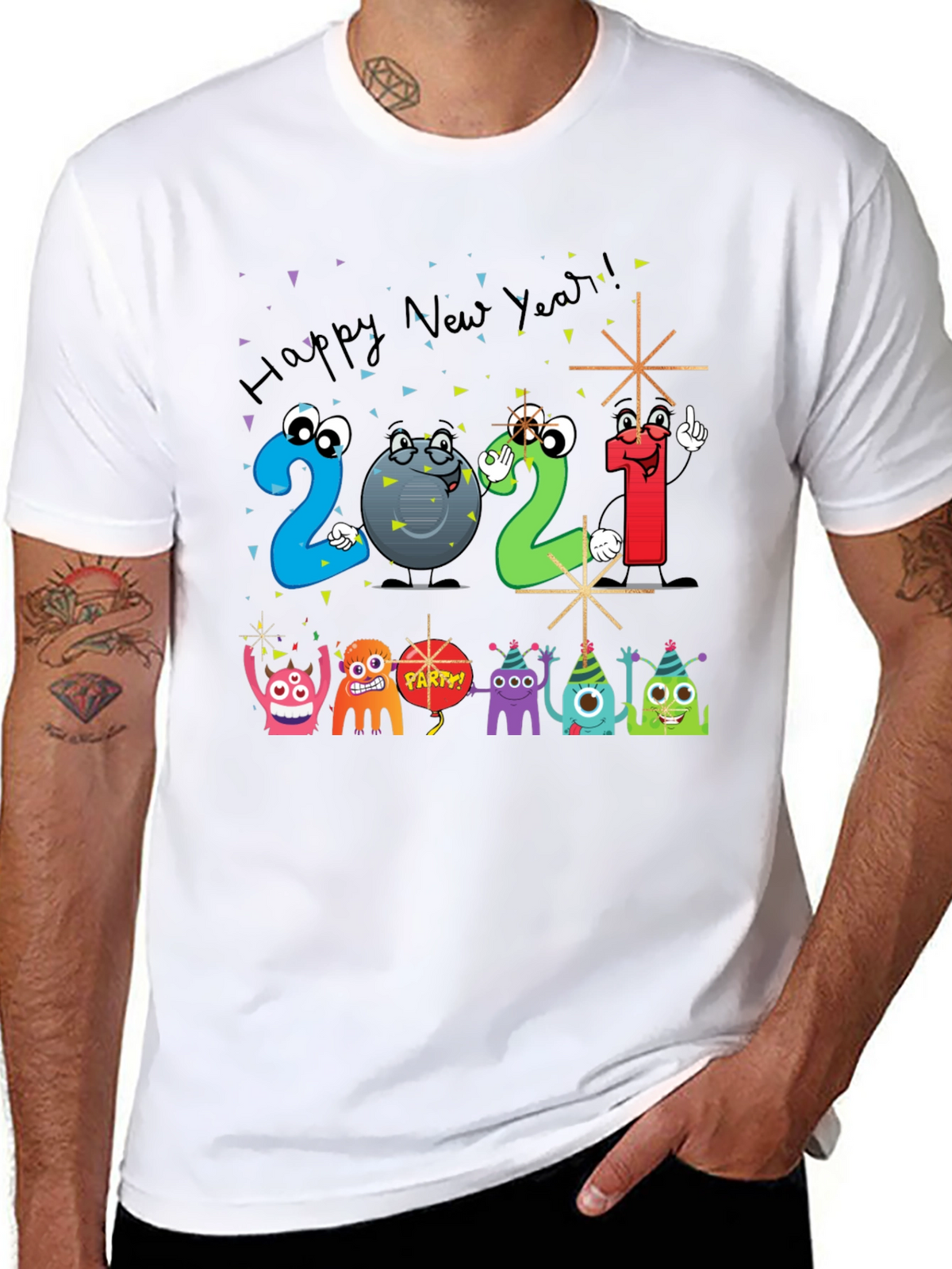 Happy New Year 2021 Cartoon T-Shirt