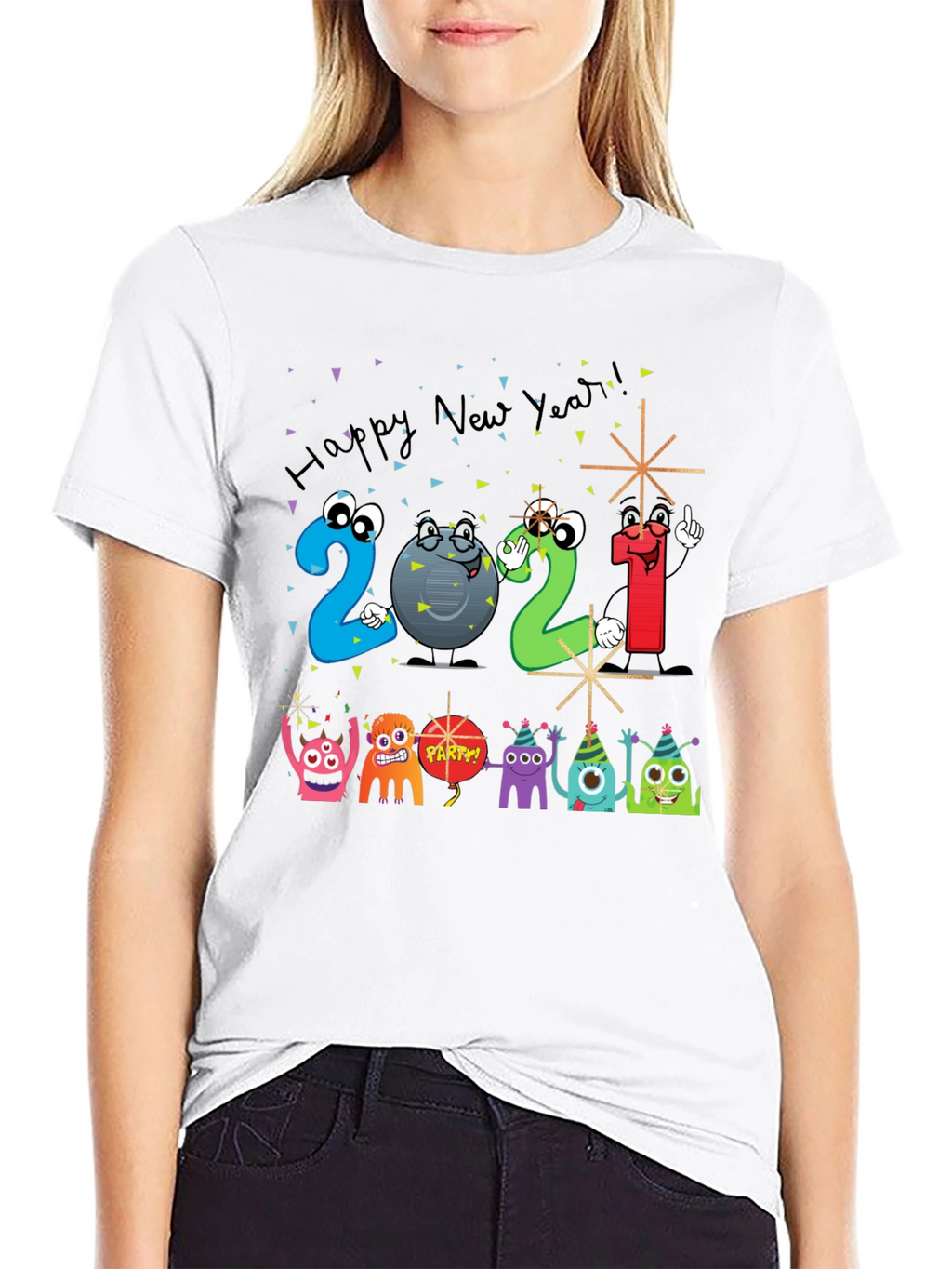 Happy New Year 2021 Cartoon T-Shirt