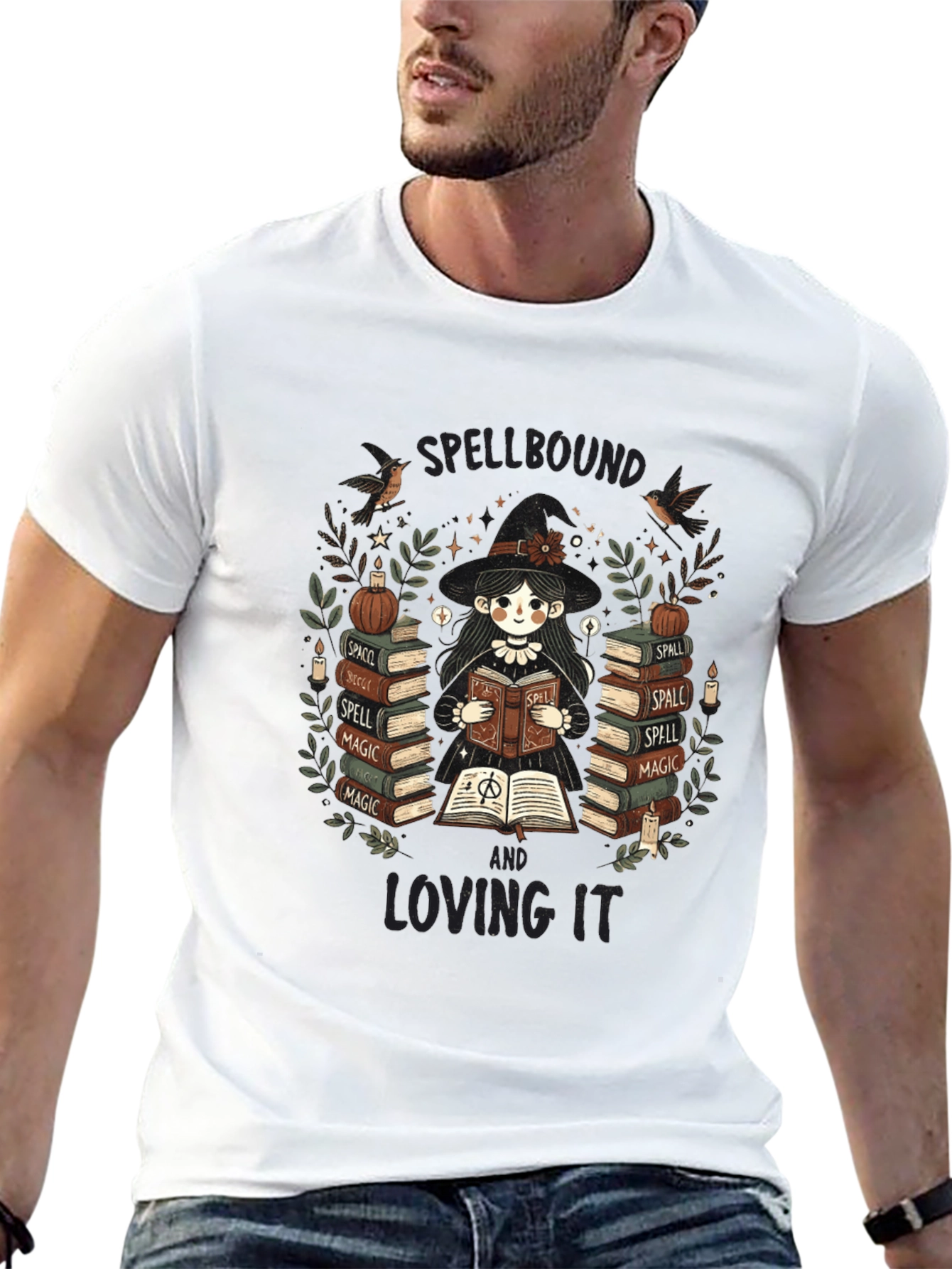 Spellbound Witch Book Lover Graphic T-Shirt