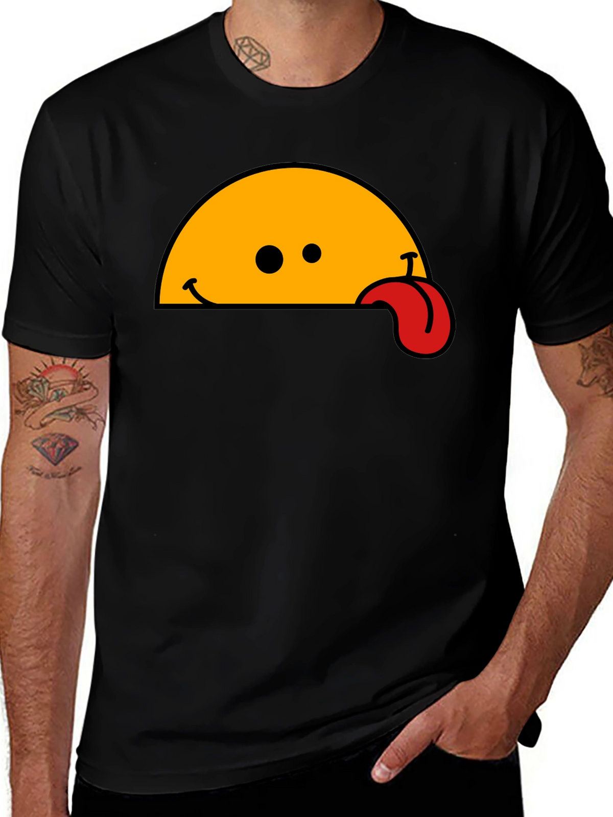 Wacky Tongue T-Shirt - Black Cotton Blend