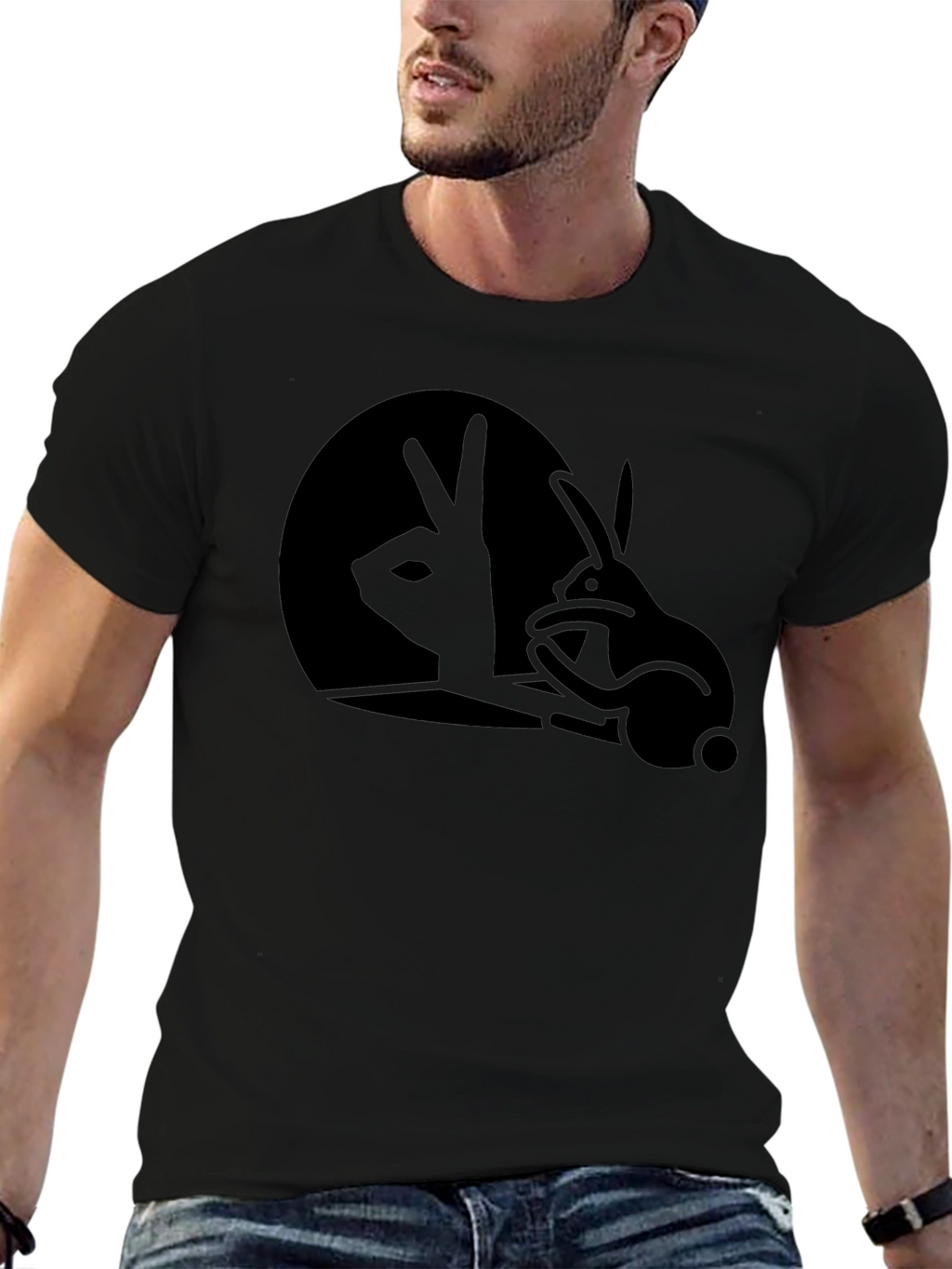 Rabbit Shadow T-Shirt - Black