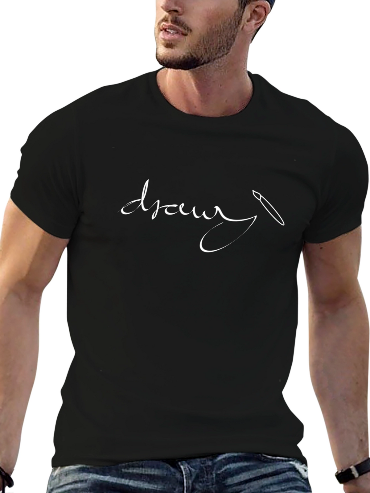 Draw T-Shirt - Black Cotton Tee with Unique Design