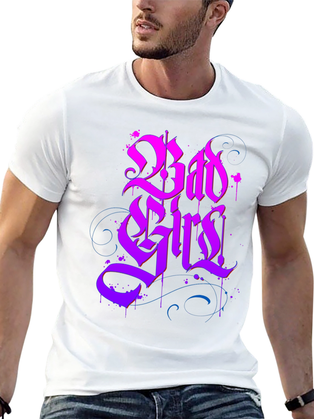 Bad Girls Gothic Style Black Graphic Tee