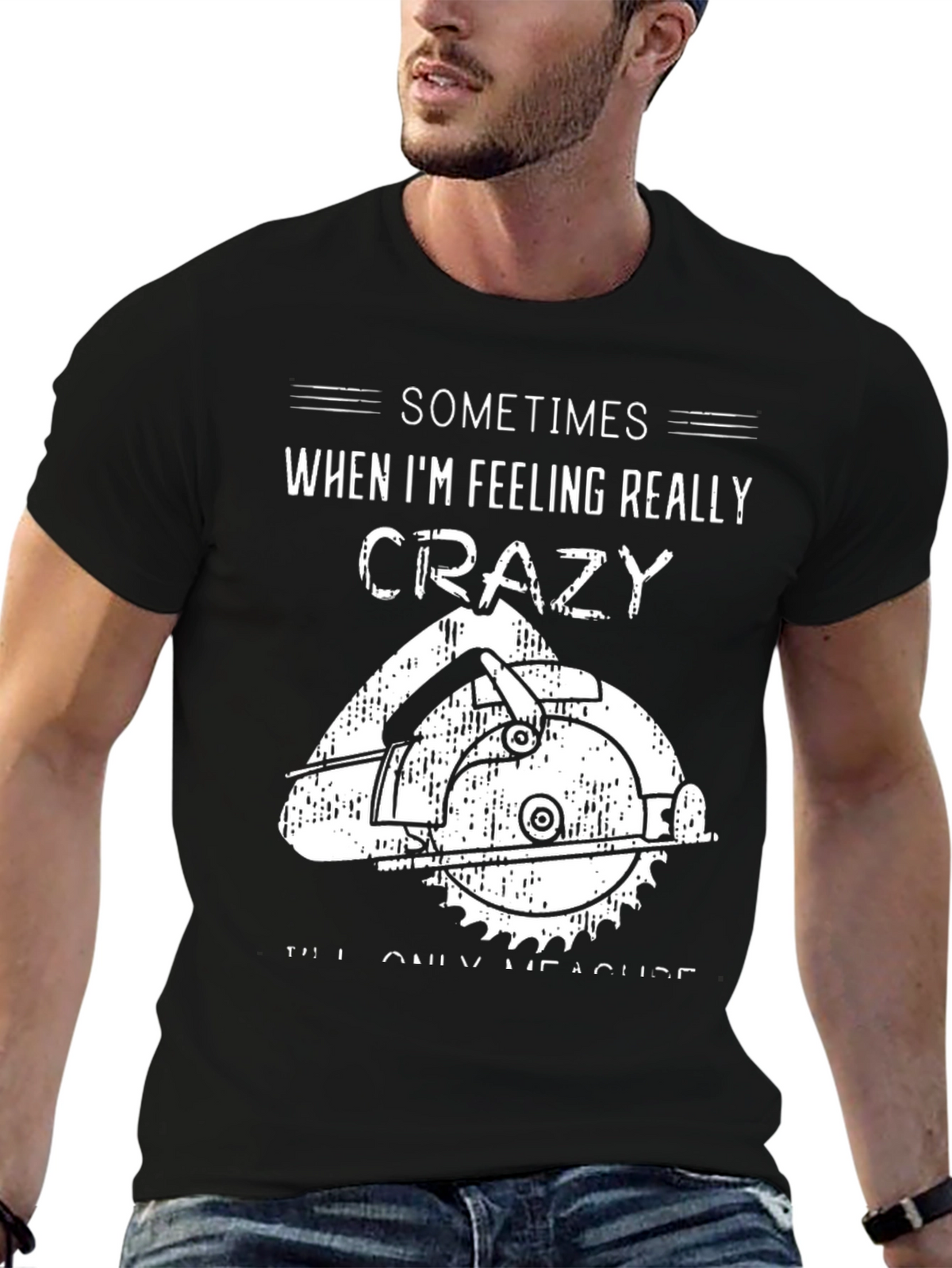 Crazy Measuring Black Graphic Tee