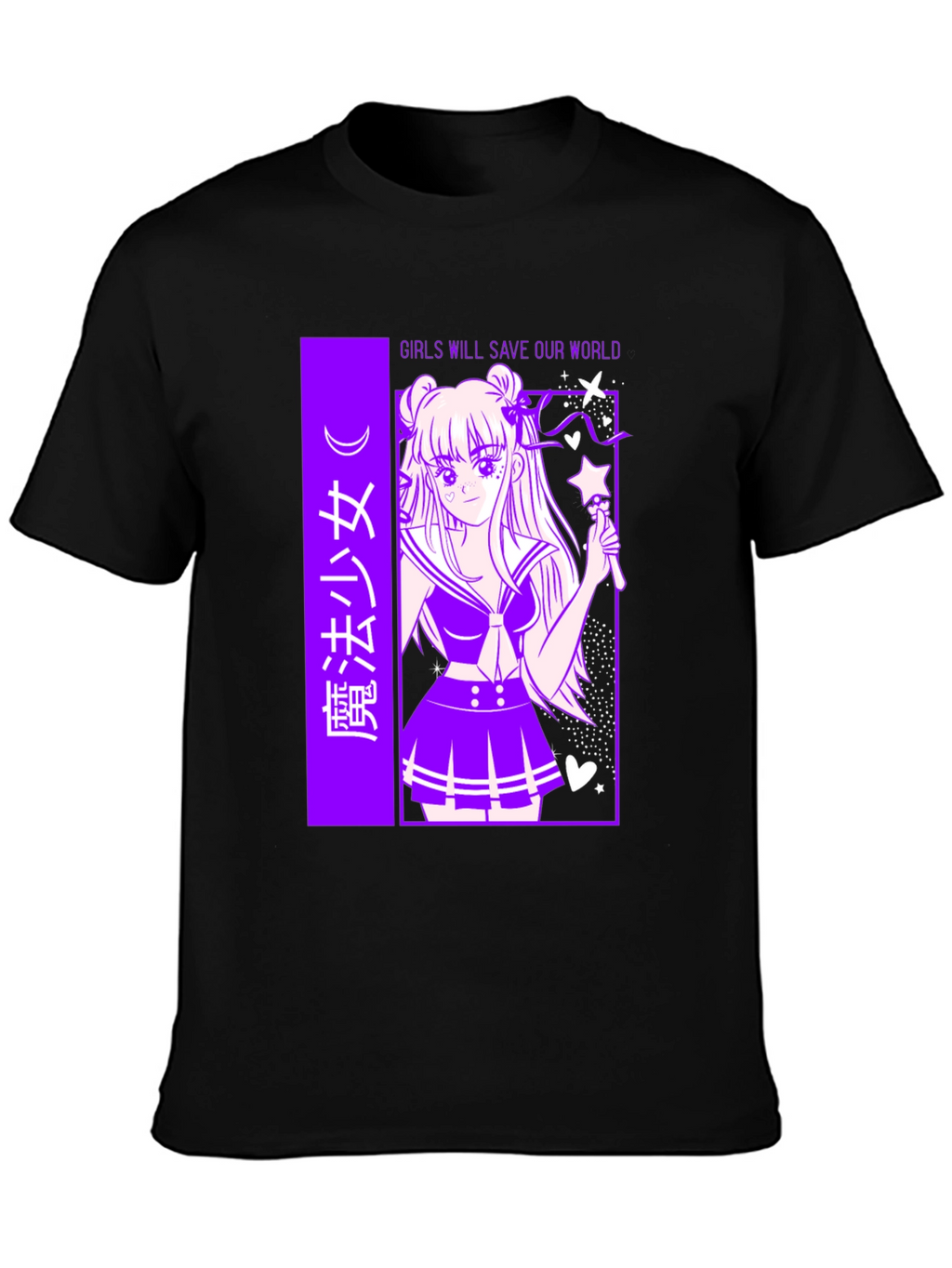 Anime Graphic T-Shirt - Girls Save Our World