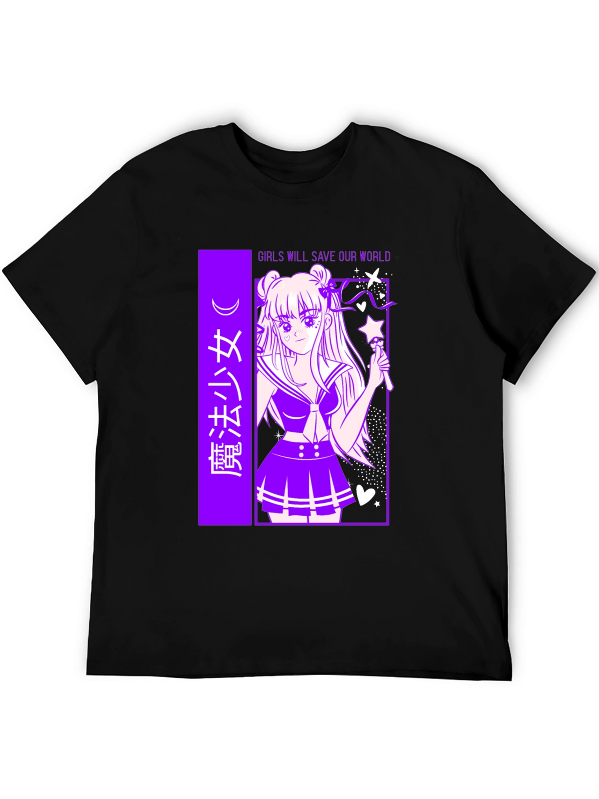 Anime Graphic T-Shirt - Girls Save Our World