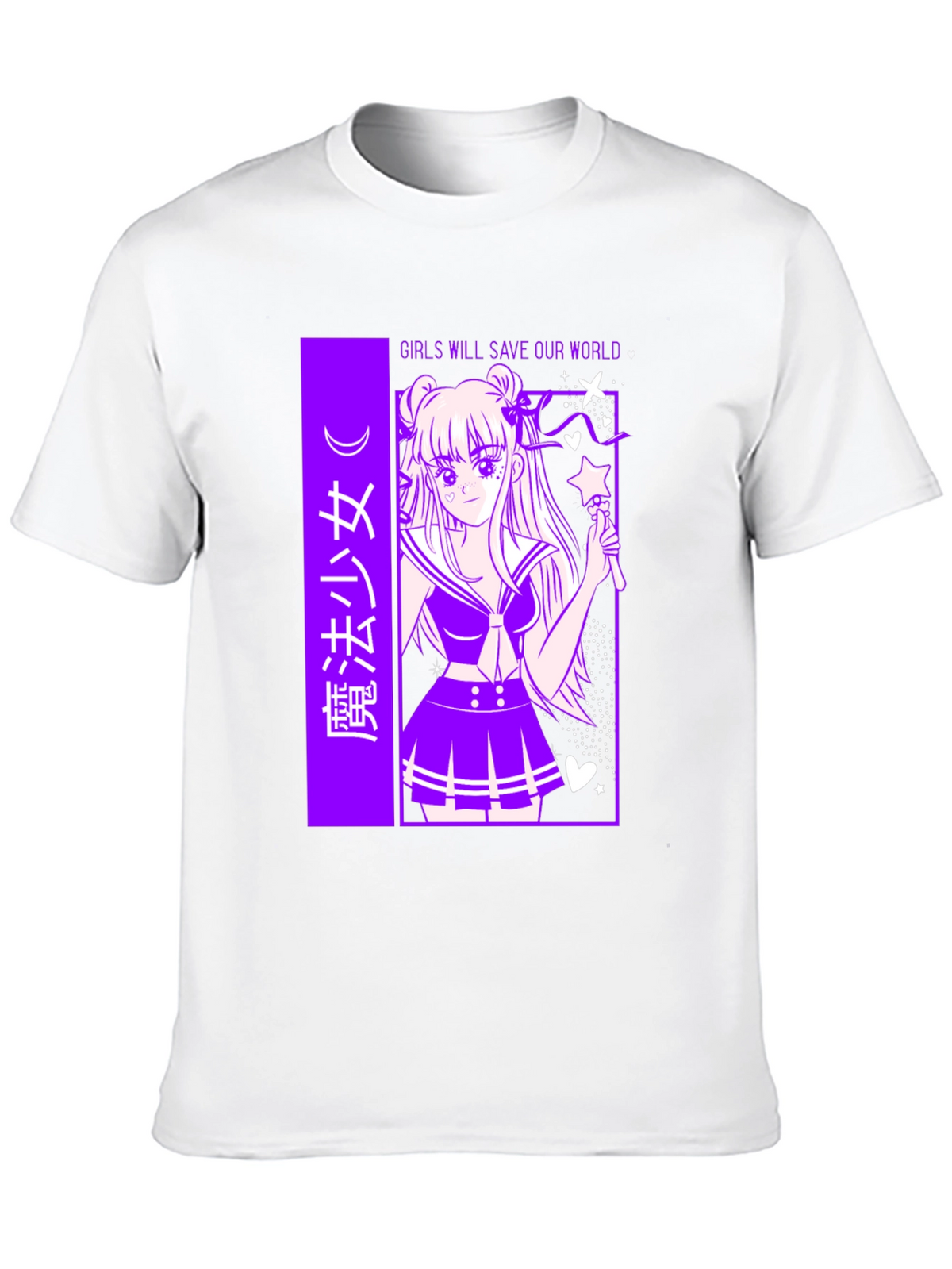 Anime Graphic T-Shirt - Girls Save Our World