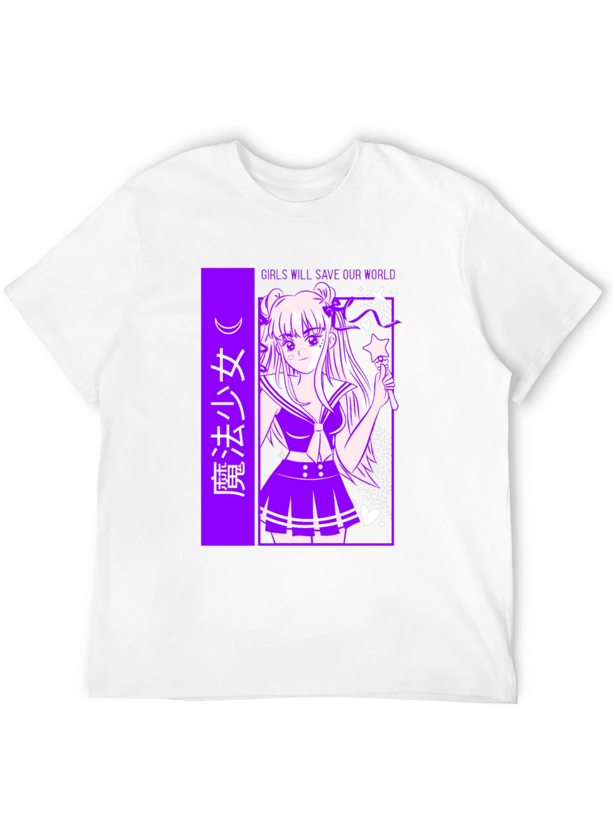 Anime Graphic T-Shirt - Girls Save Our World