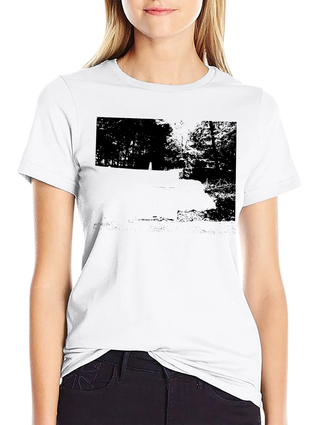 Mens Black Graphic Tee - Nature Scene