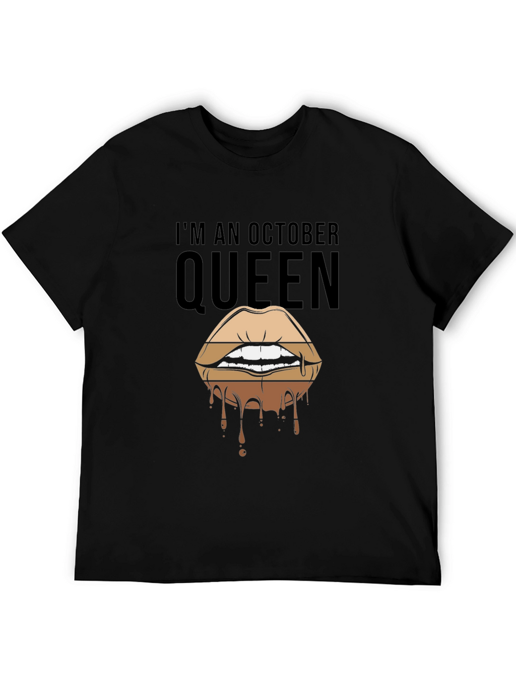 October Queen Lips Graphic T-Shirt - Black