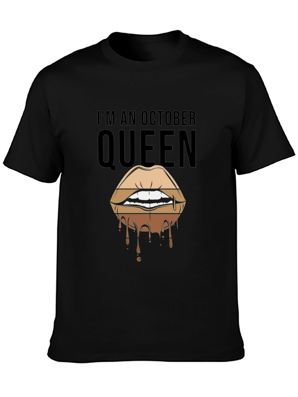 October Queen Lips Graphic T-Shirt - Black