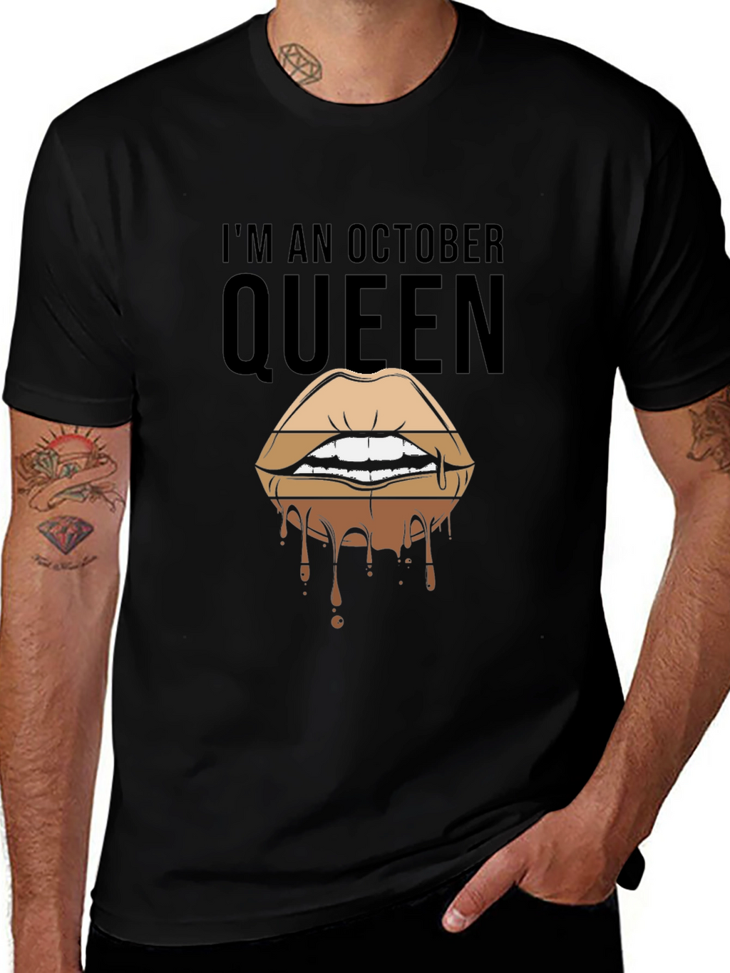 October Queen Lips Graphic T-Shirt - Black