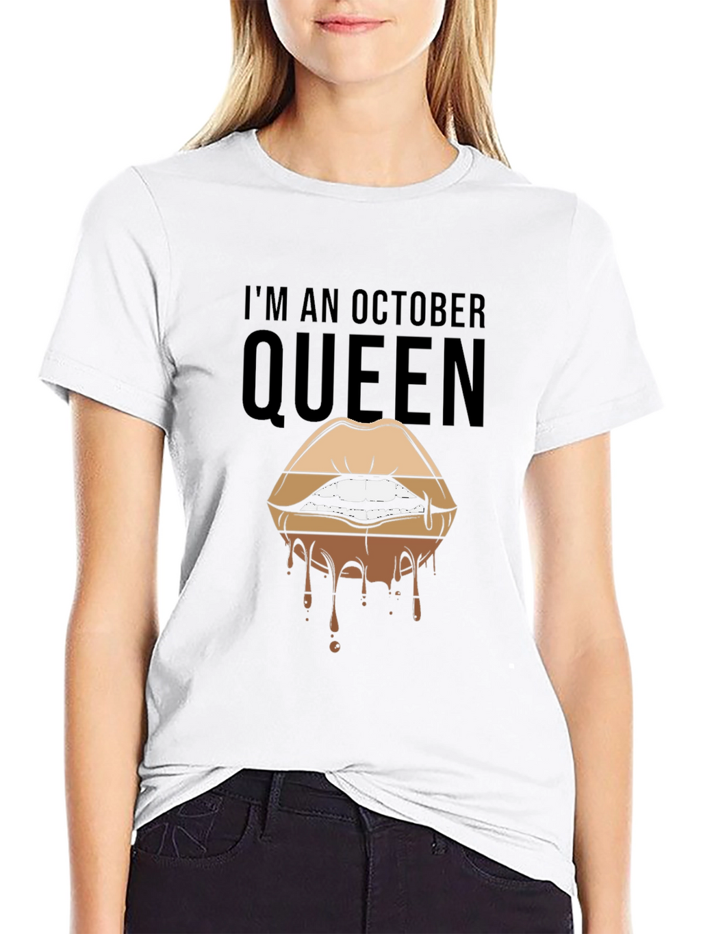 October Queen Lips Graphic T-Shirt - Black