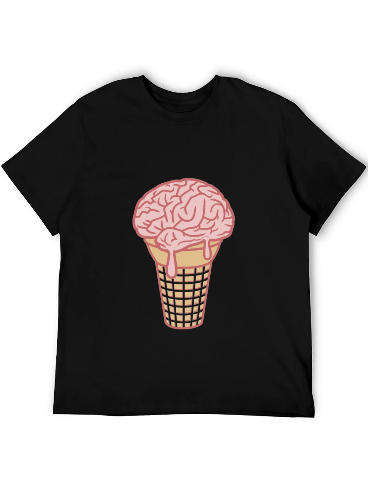 Brain Ice Cream Cone Graphic Tee - Black