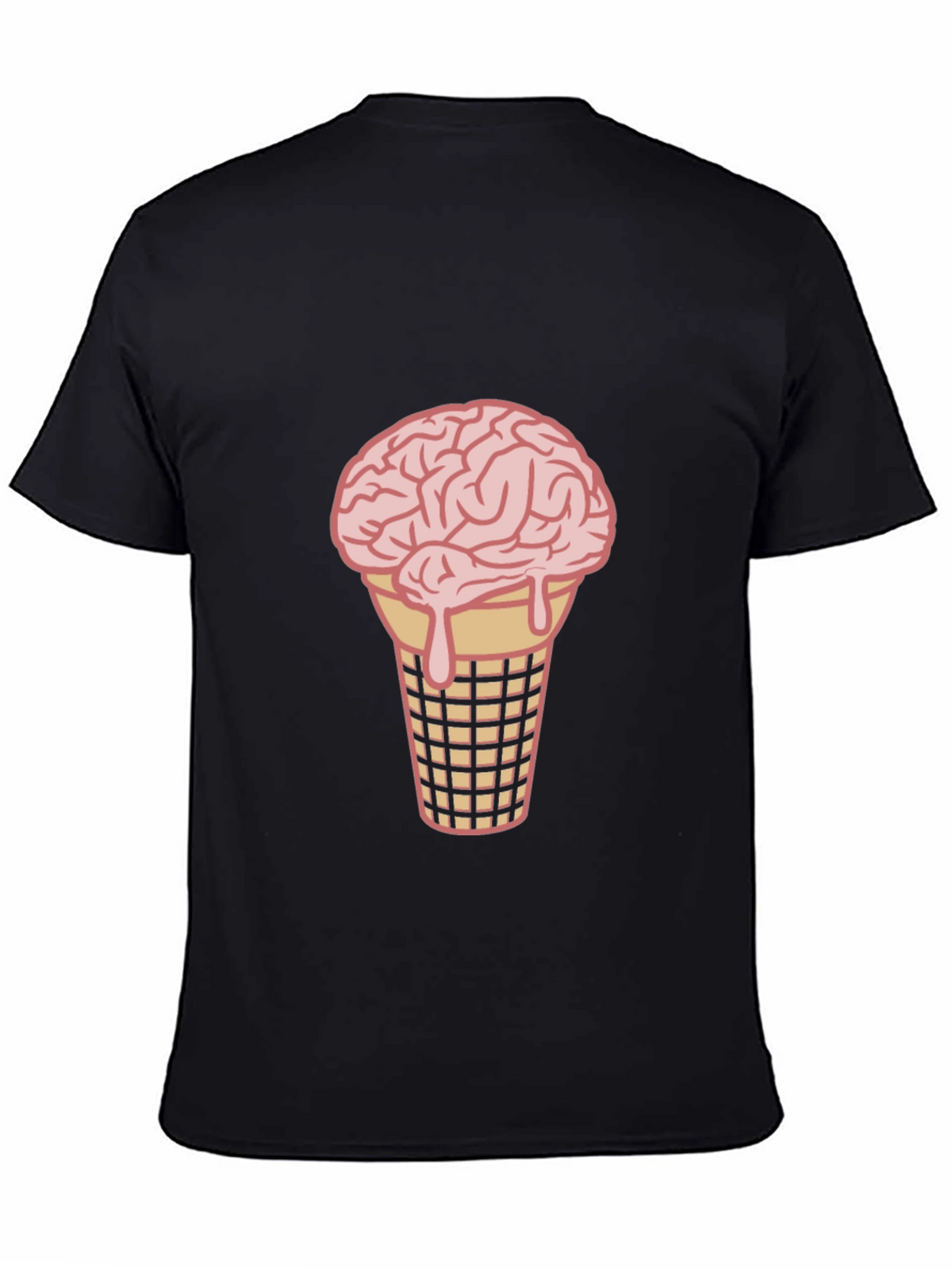 Brain Ice Cream Cone Graphic Tee - Black