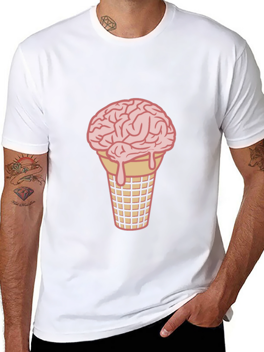 Brain Ice Cream Cone Graphic Tee - Black