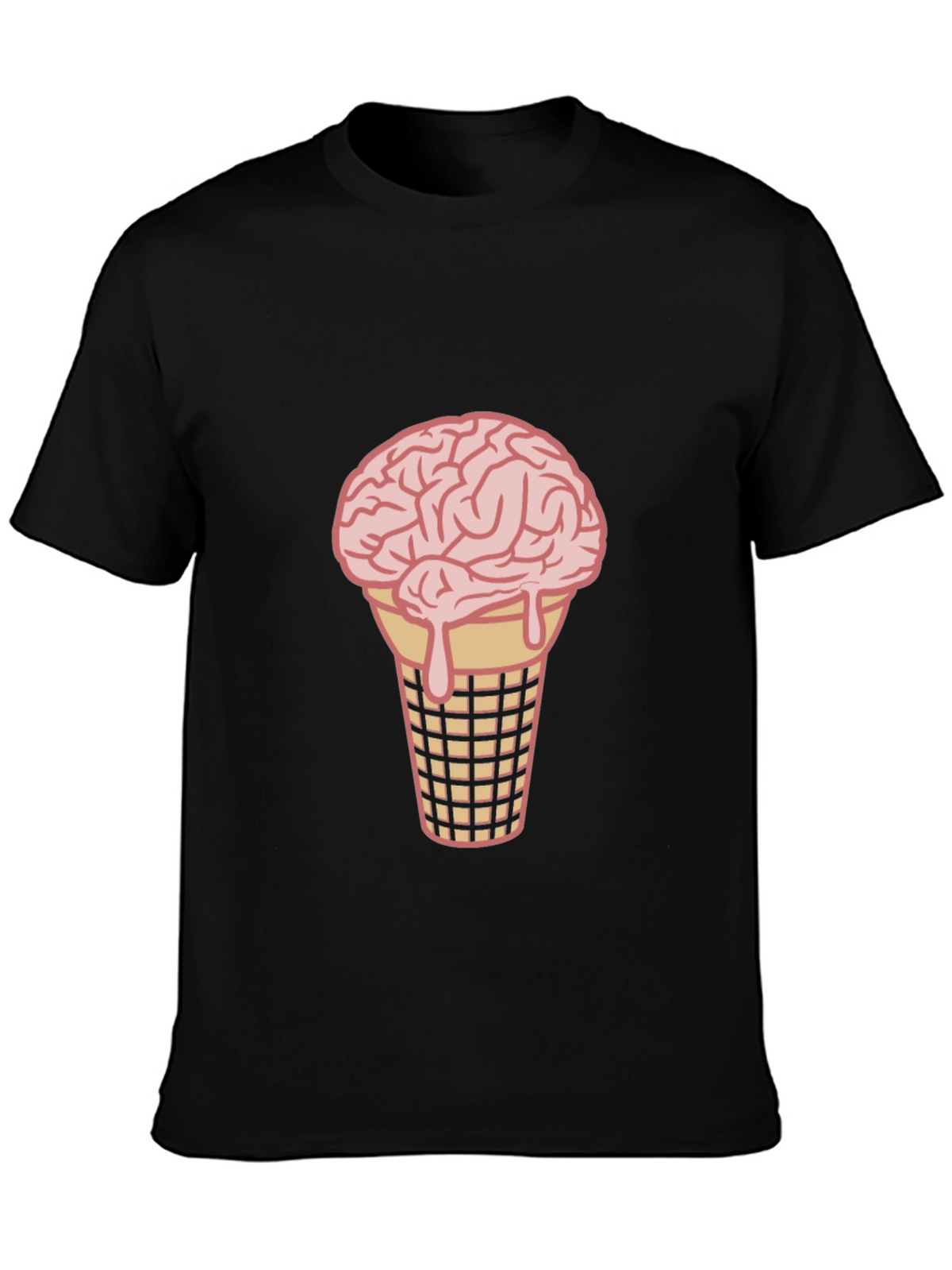 Brain Ice Cream Cone Graphic Tee - Black