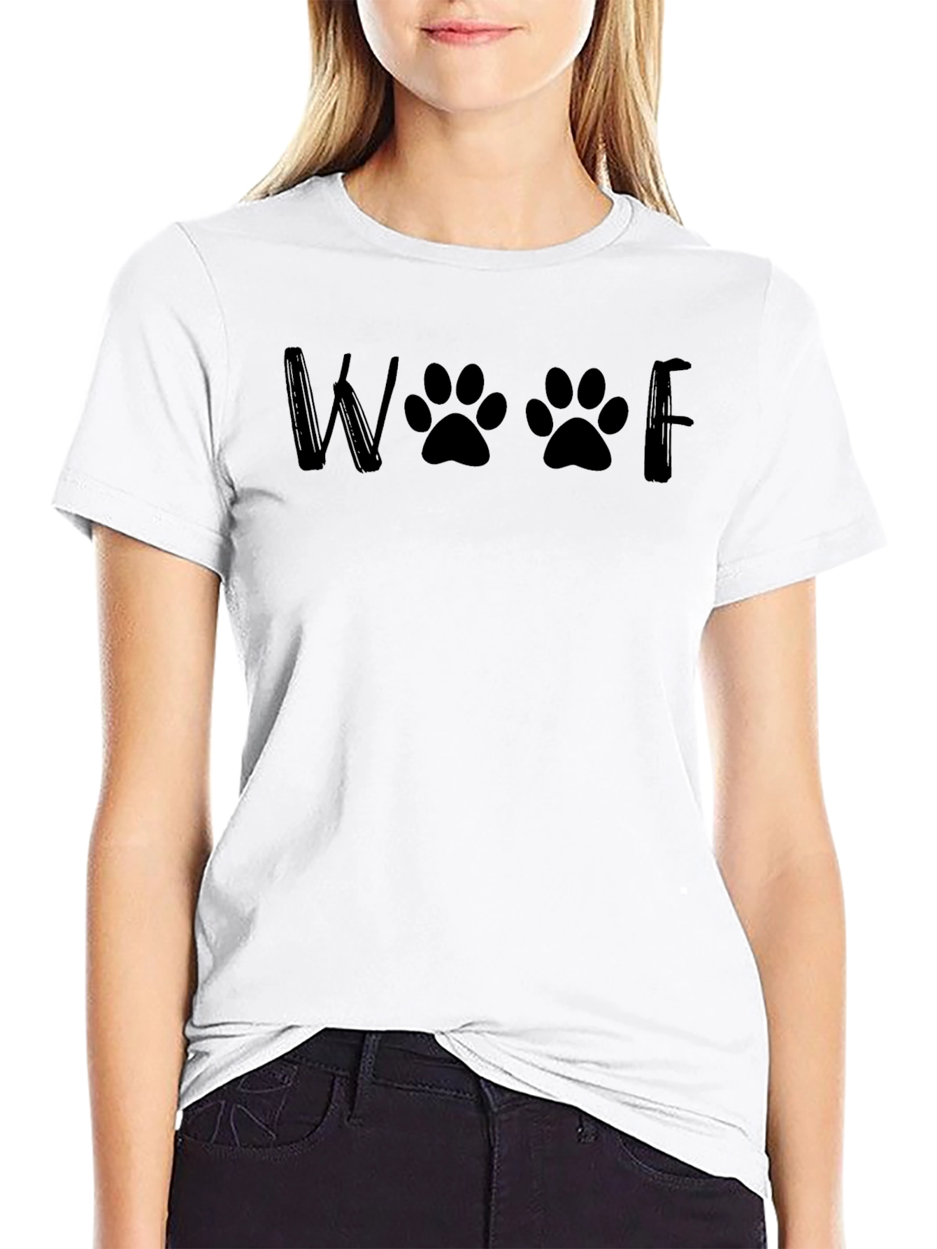 Woof Paw Print Graphic Tee - Black Unisex T-Shirt