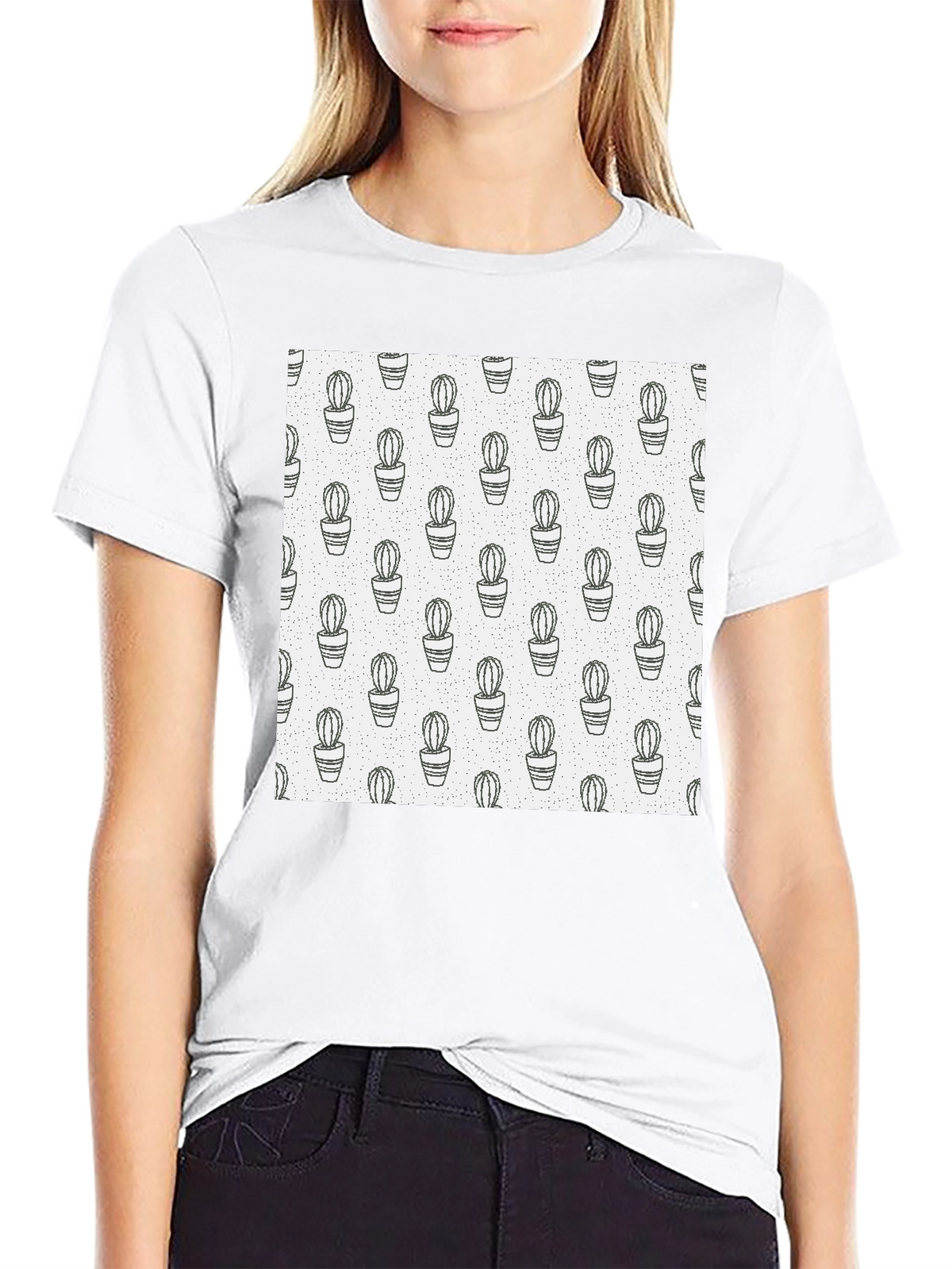 Cactus Print T-Shirt - Modern Black Tee