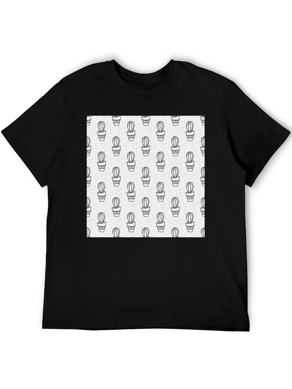 Cactus Print T-Shirt - Modern Black Tee