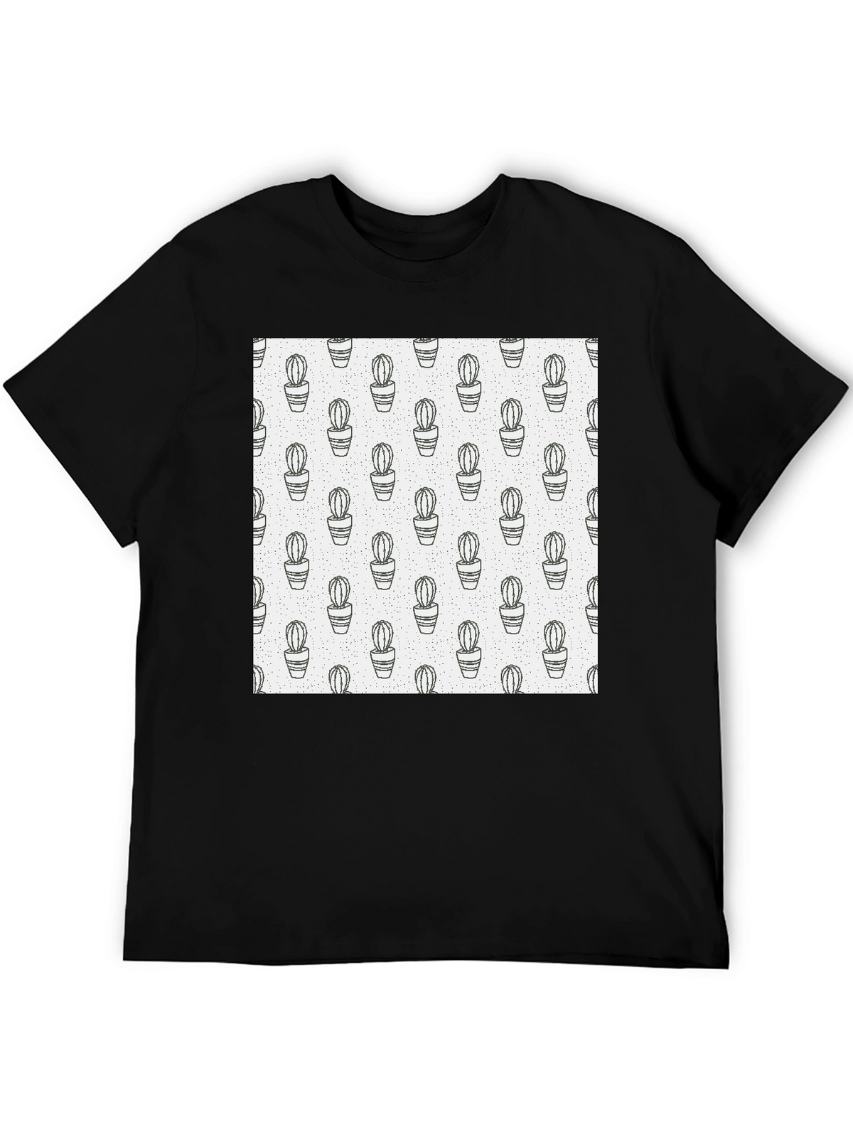 Cactus Print T-Shirt - Modern Black Tee