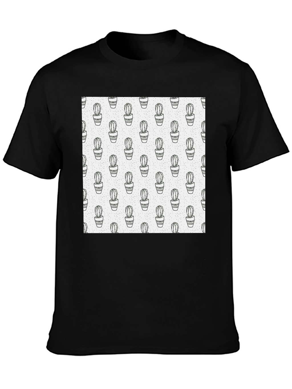Cactus Print T-Shirt - Modern Black Tee