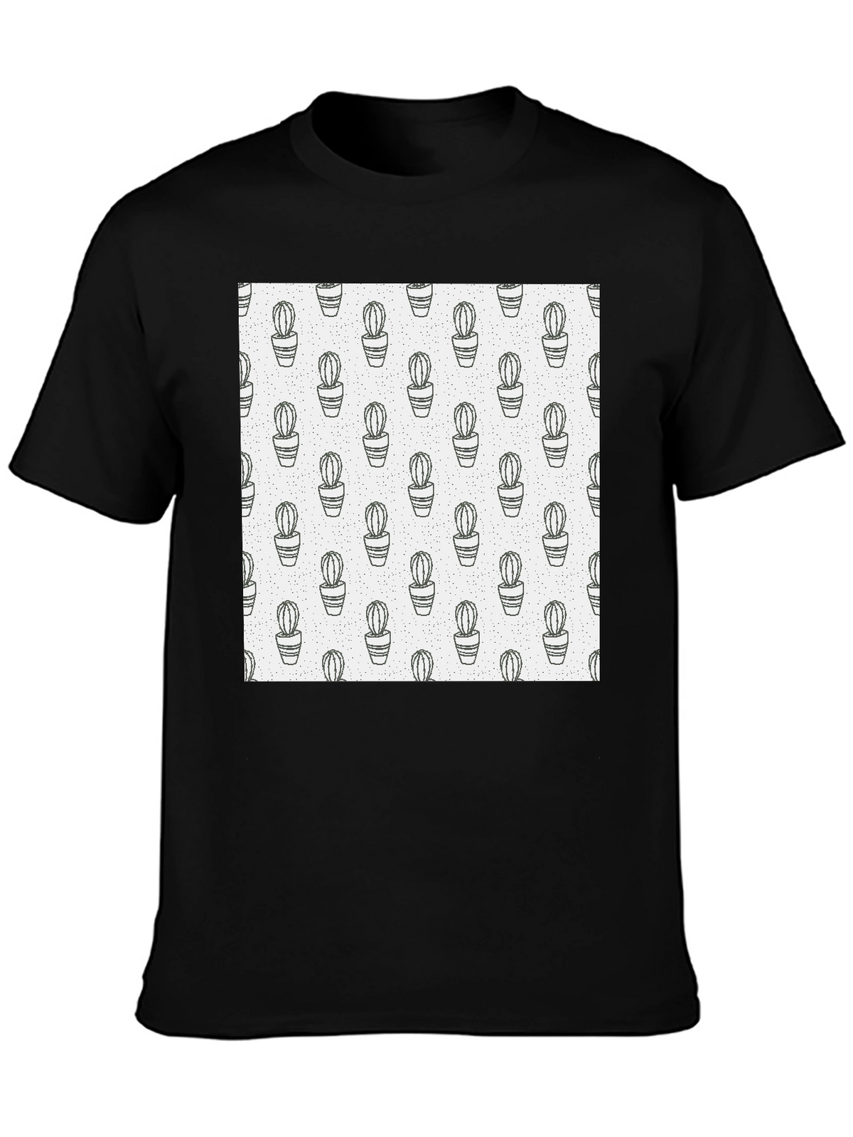 Cactus Print T-Shirt - Modern Black Tee