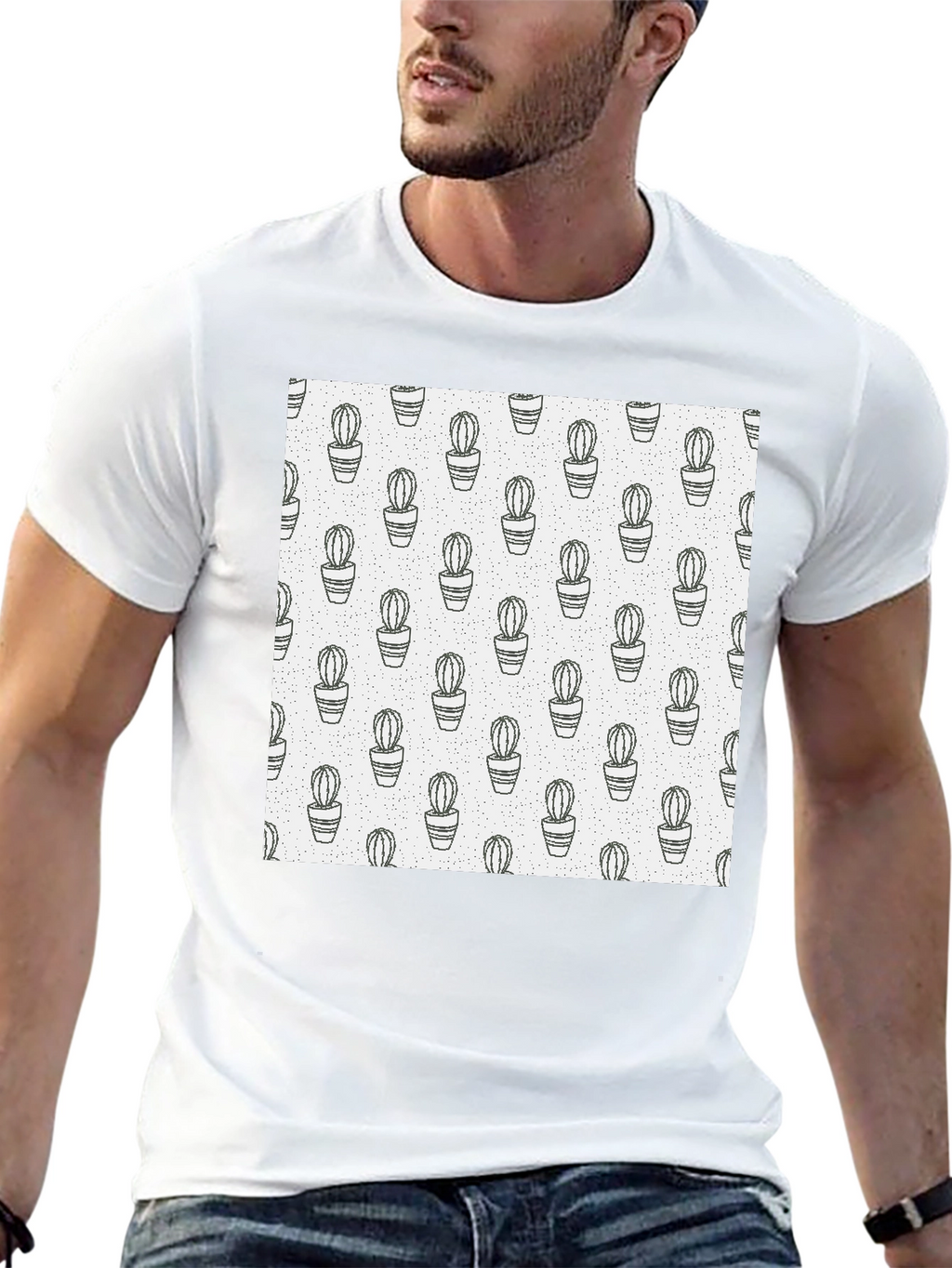 Cactus Print T-Shirt - Modern Black Tee