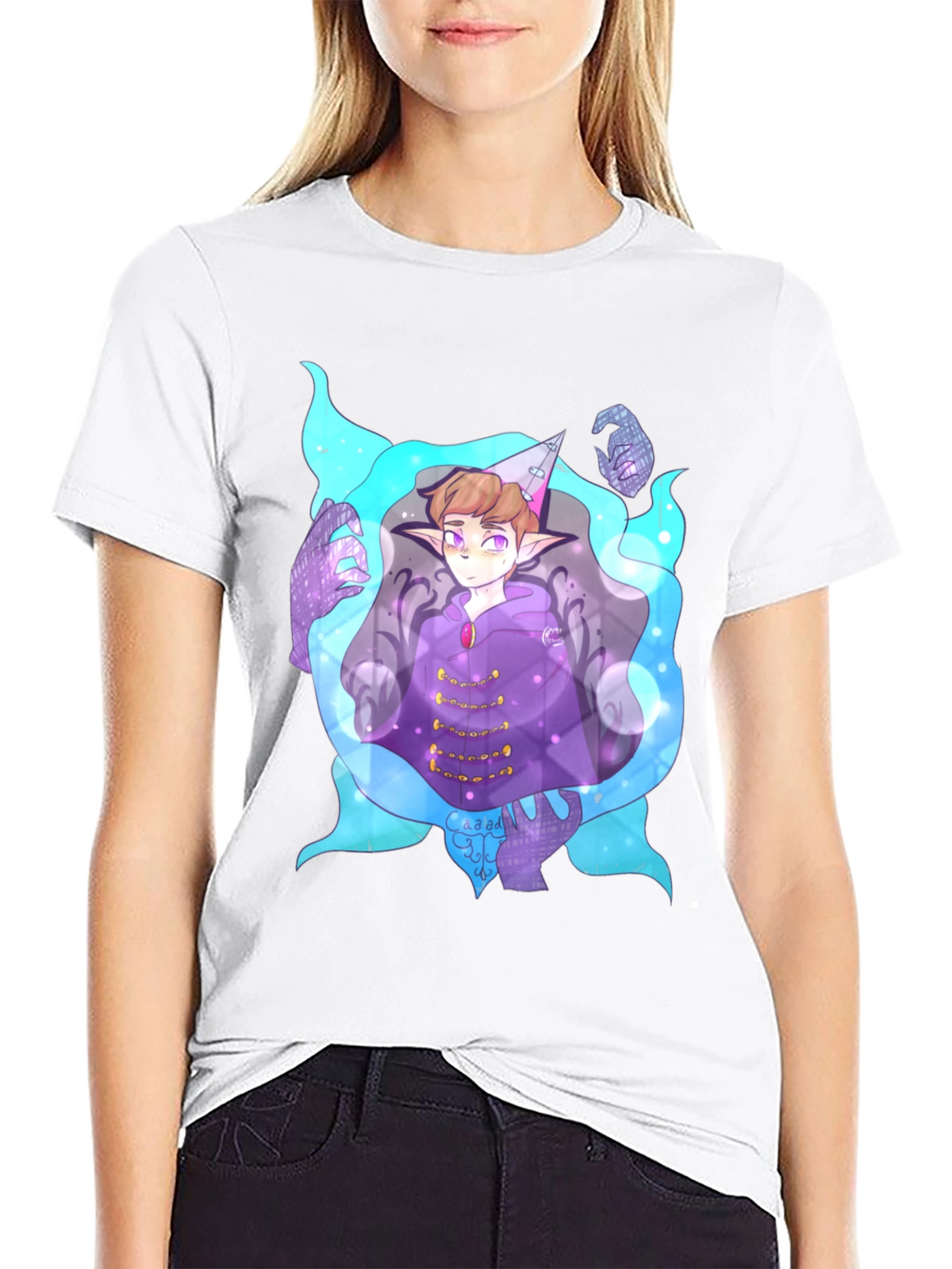 Magical Character Graphic Print Black Tee