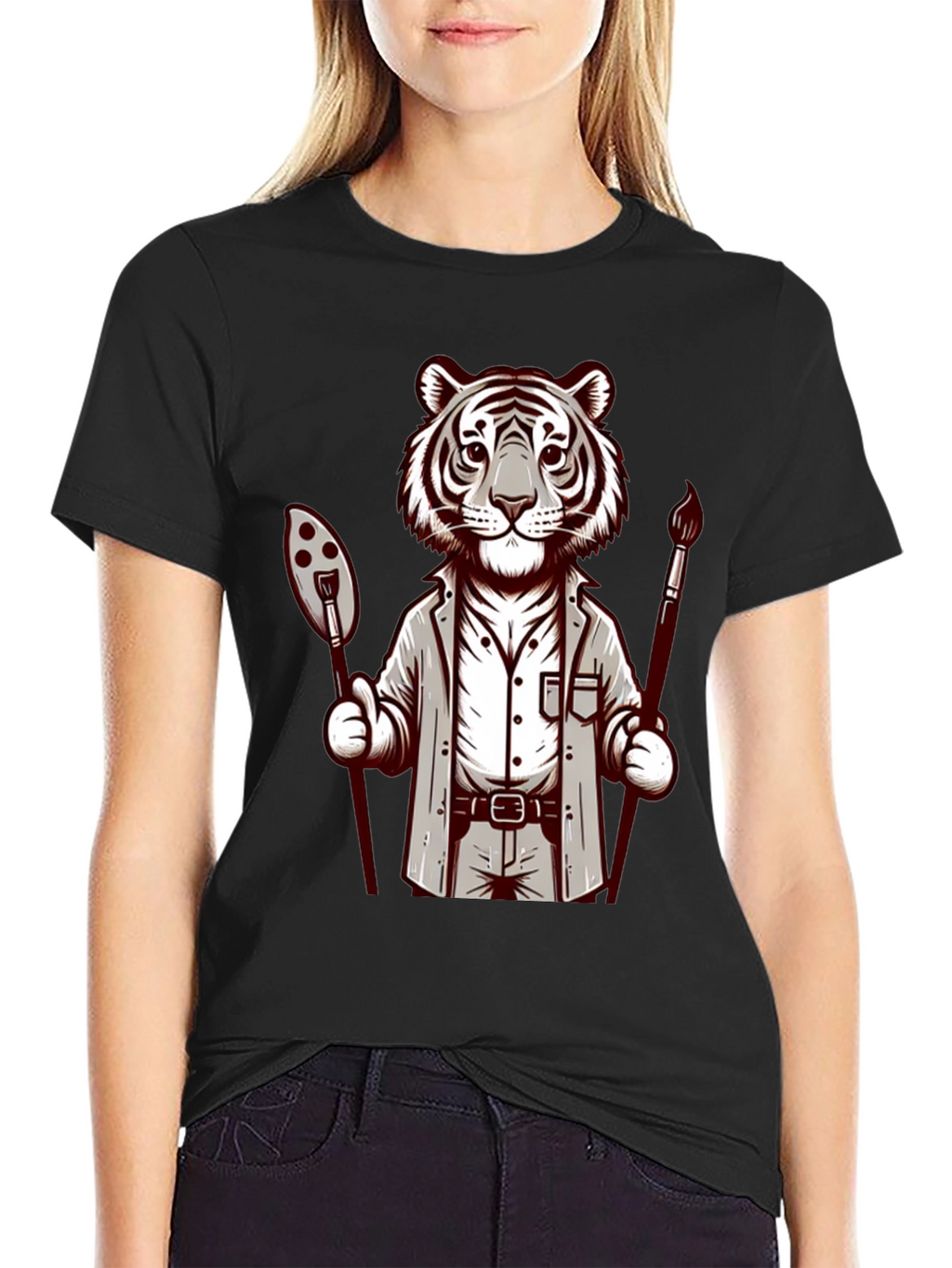 Tiger Artist Graphic Tee - Unique Design