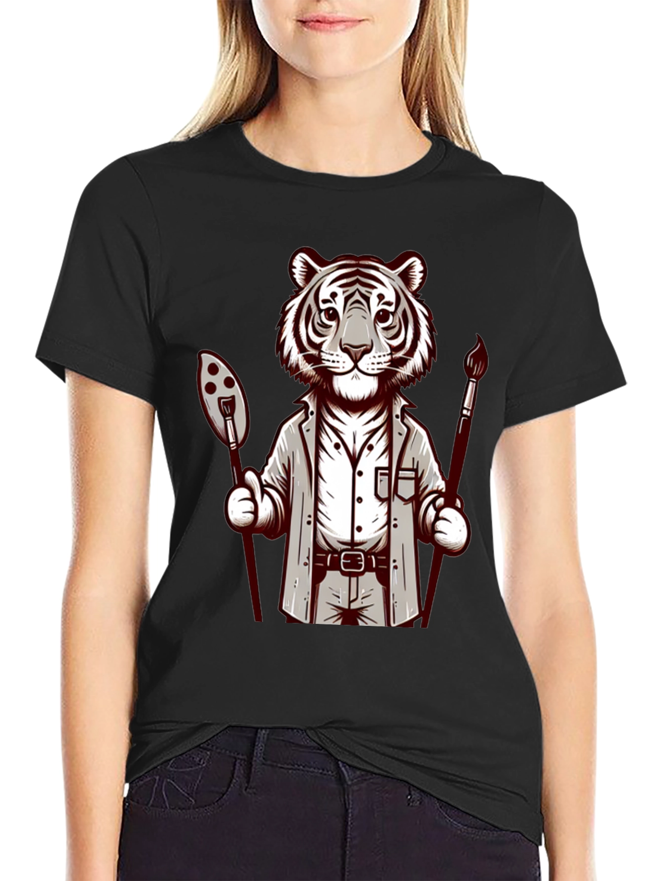 Tiger Artist Graphic Tee - Unique Design