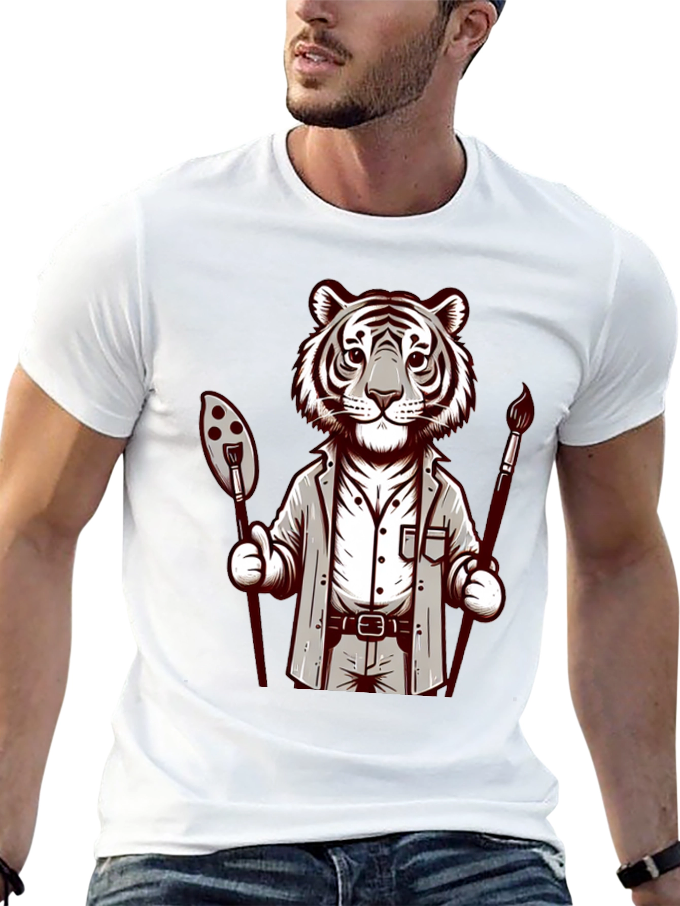 Tiger Artist Graphic Tee - Unique Design