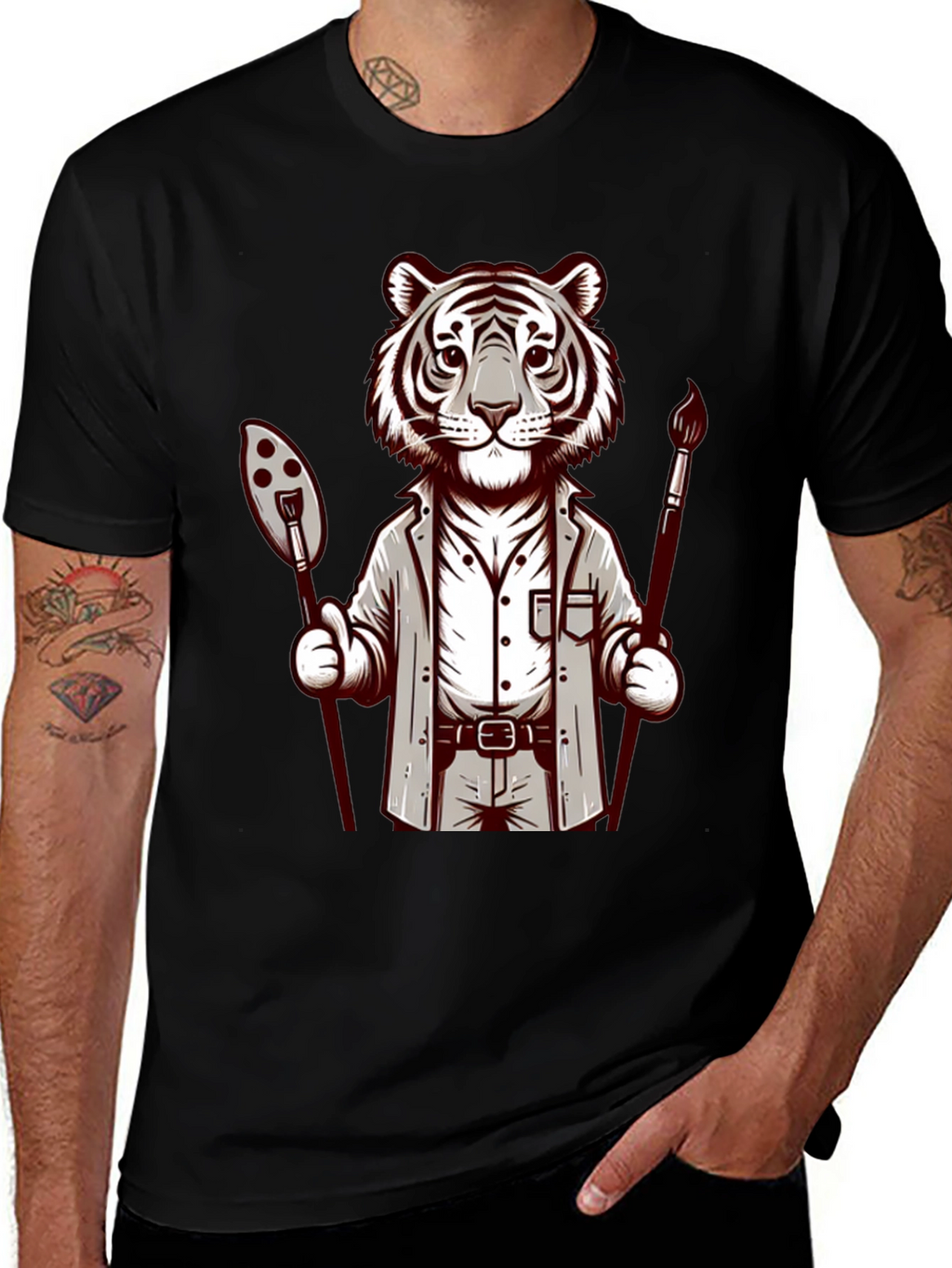 Tiger Artist Graphic Tee - Unique Design