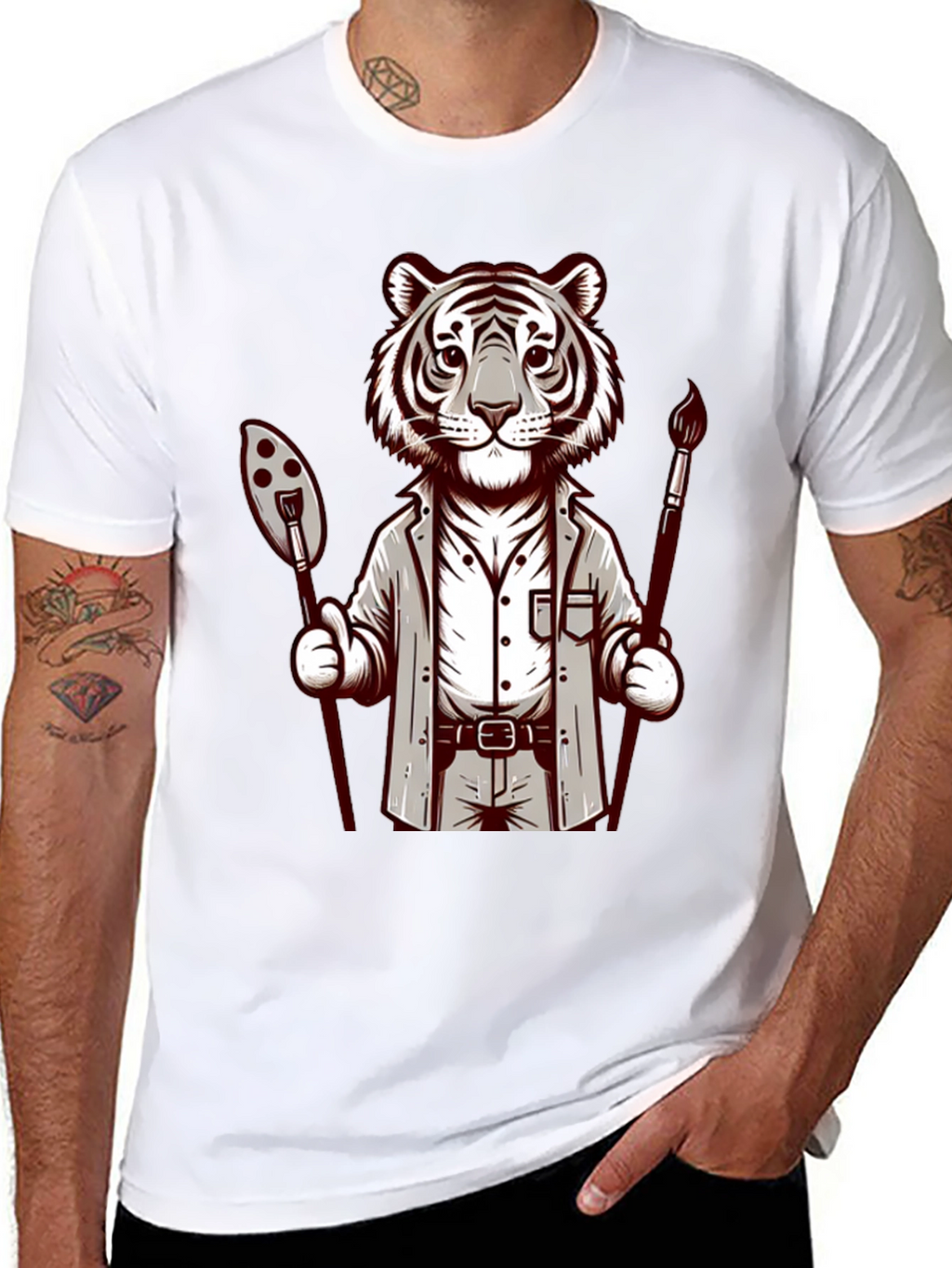 Tiger Artist Graphic Tee - Unique Design