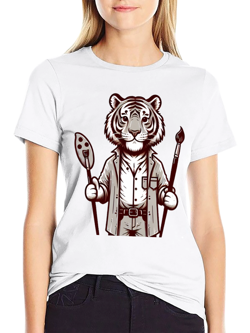 Tiger Artist Graphic Tee - Unique Design