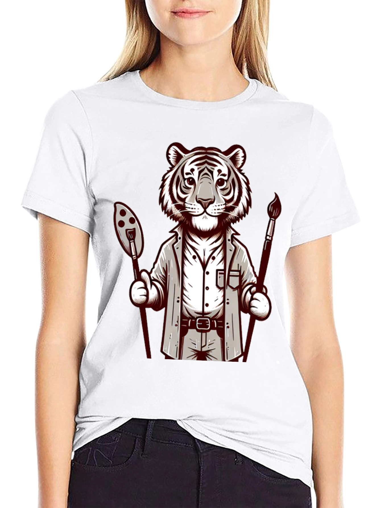Tiger Artist Graphic Tee - Unique Design