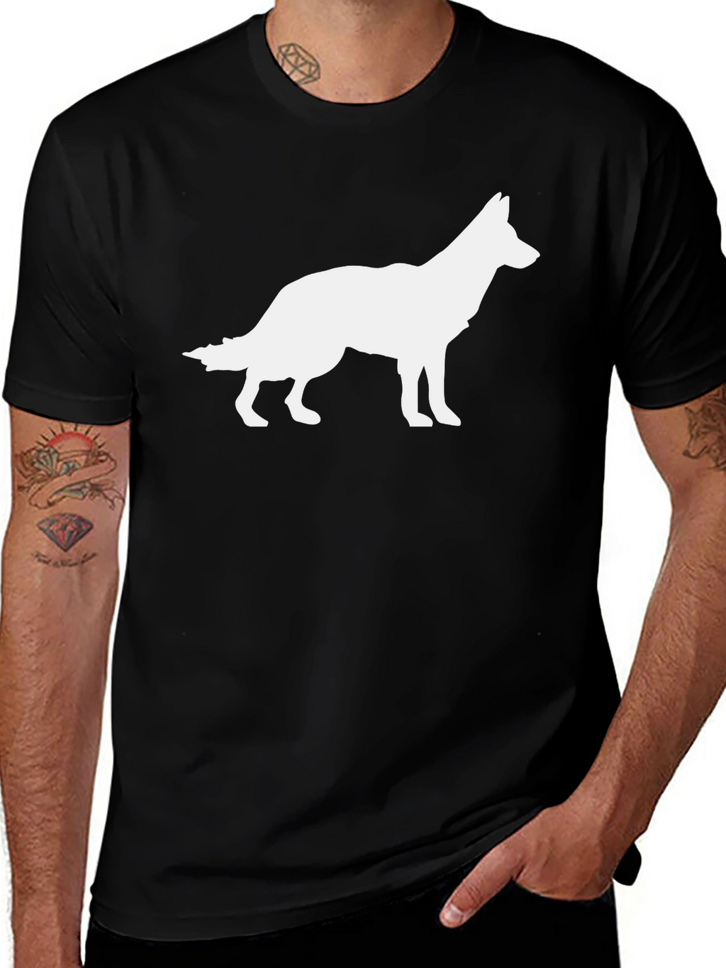 Dog Silhouette Graphic Tee - Classic Black T-Shirt