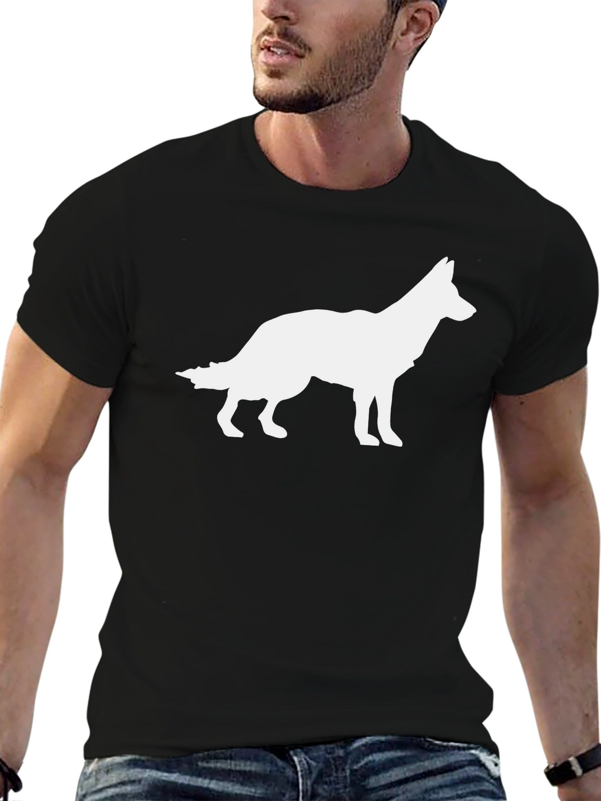 Dog Silhouette Graphic Tee - Classic Black T-Shirt