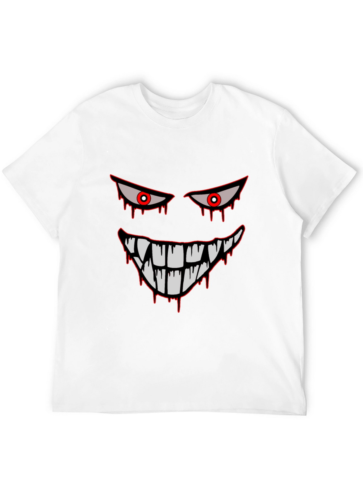 Mens Black Graphic Tee - Spooky Face Design