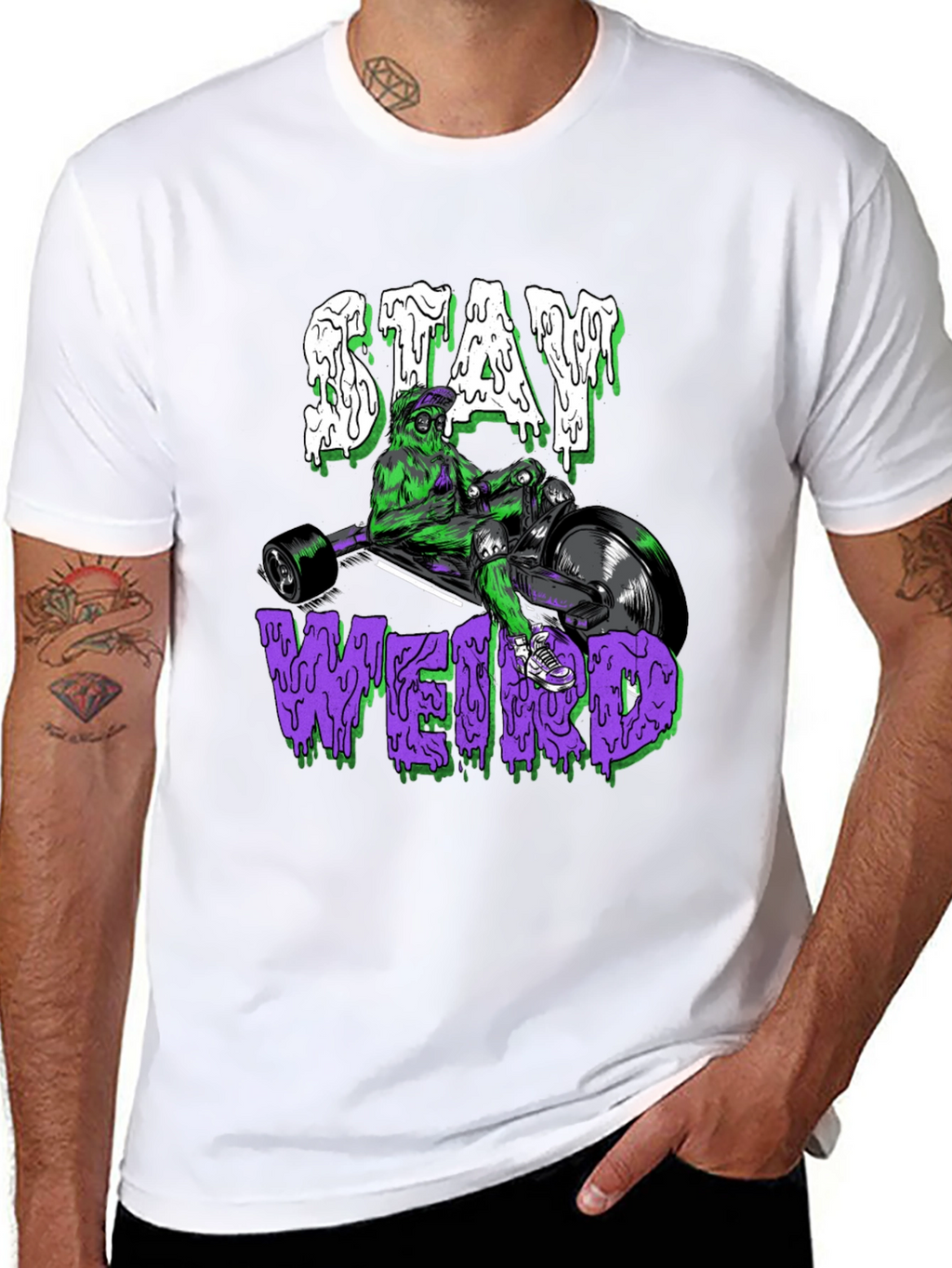 Stay Weird Graphic Tee - Unique Trike Design