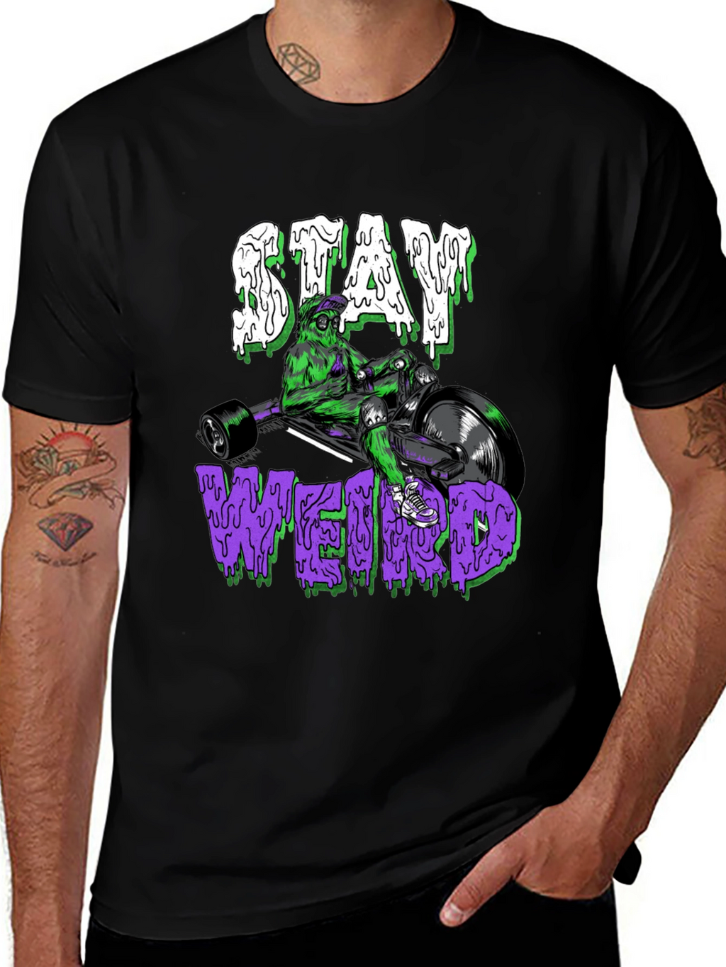 Stay Weird Graphic Tee - Unique Trike Design