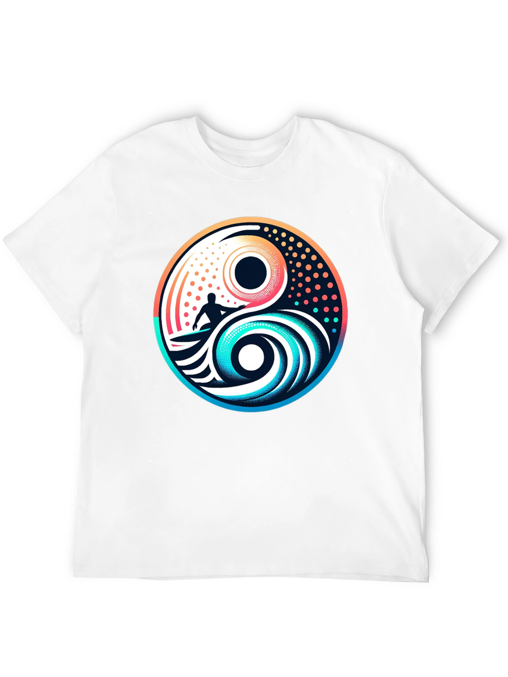 Yin Yang Surfer Graphic Tee - Stylish Black T-Shirt
