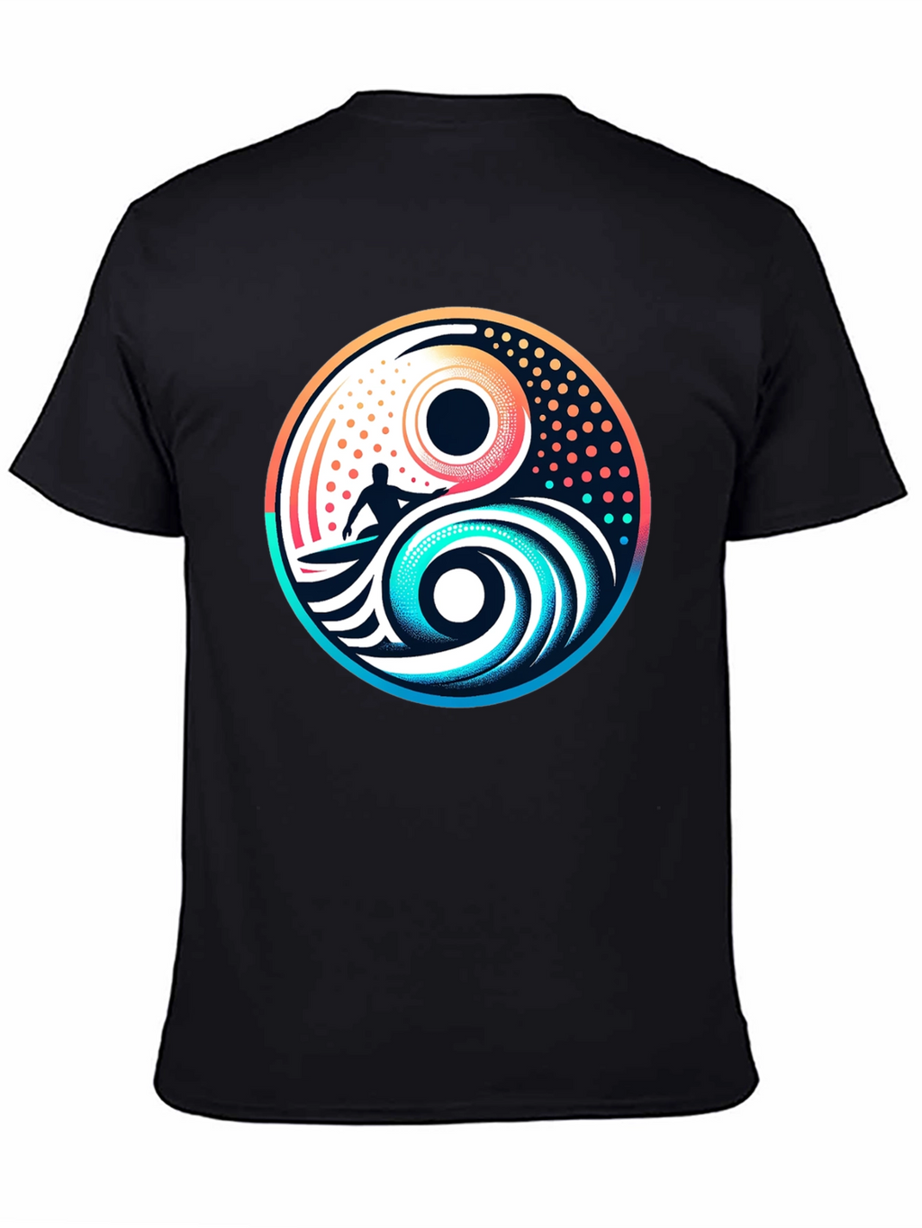 Yin Yang Surfer Graphic Tee - Stylish Black T-Shirt