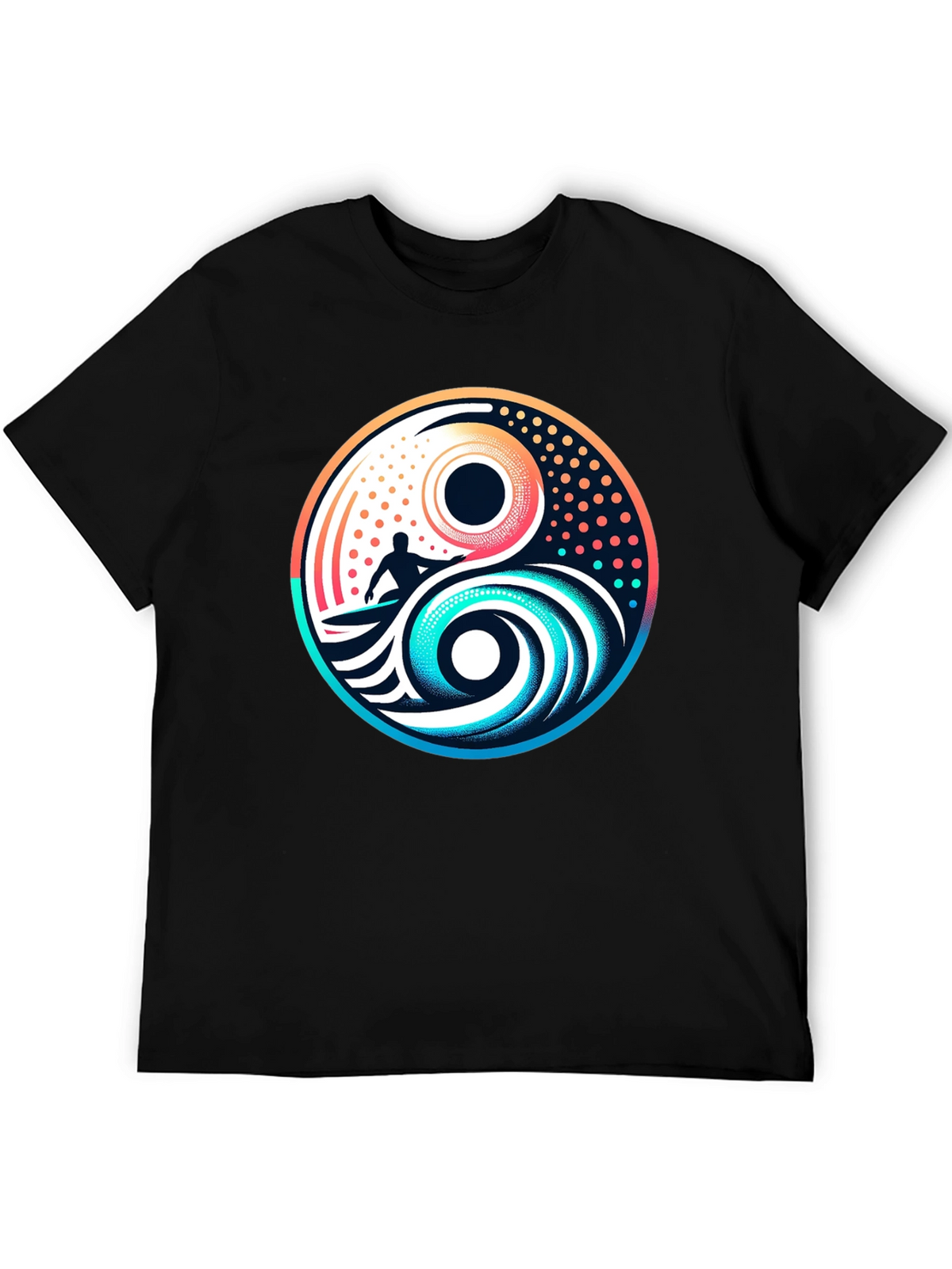 Yin Yang Surfer Graphic Tee - Stylish Black T-Shirt