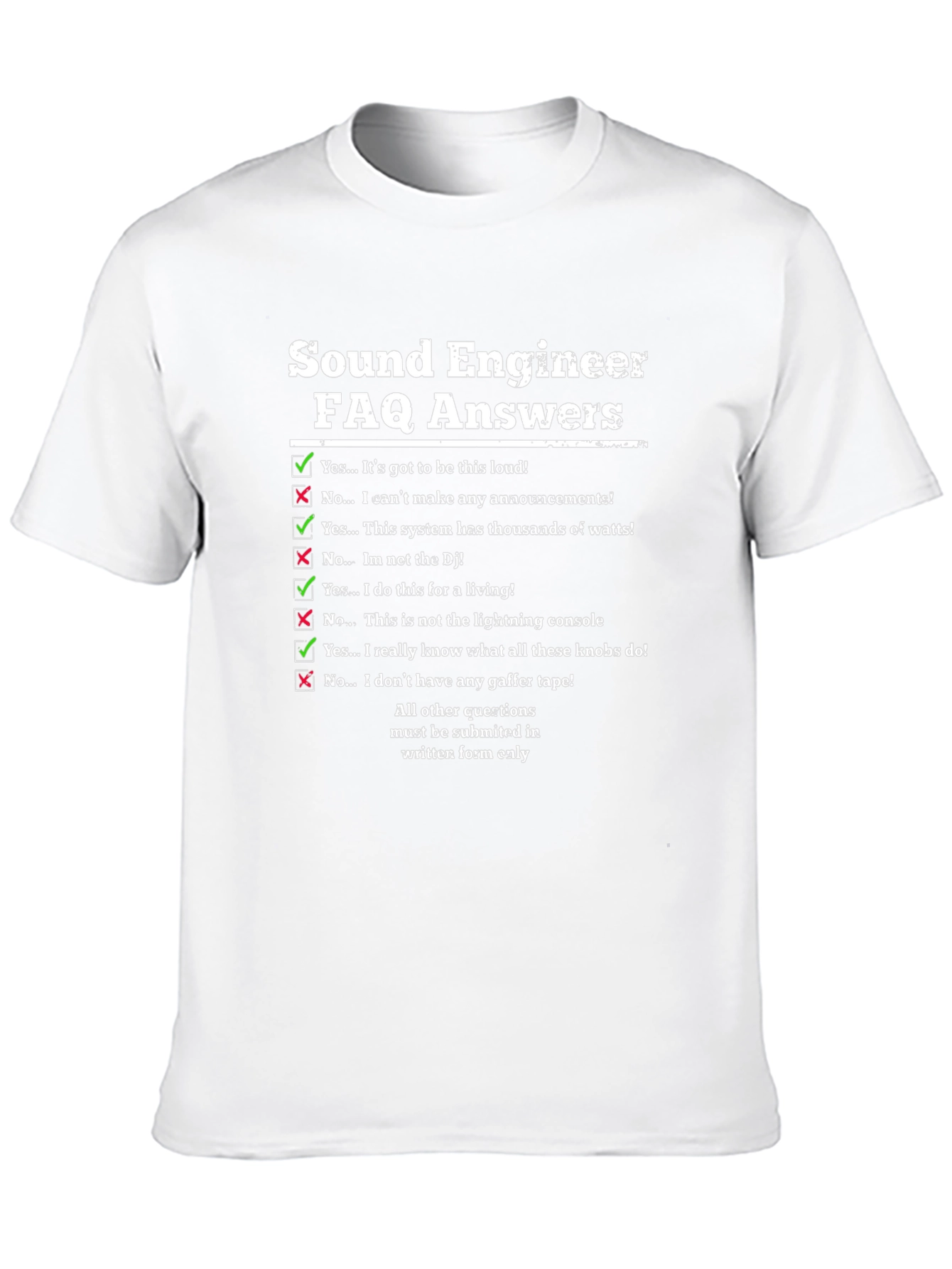 Sound Engineer FAQ T-Shirt Funny Audio Tech Gift