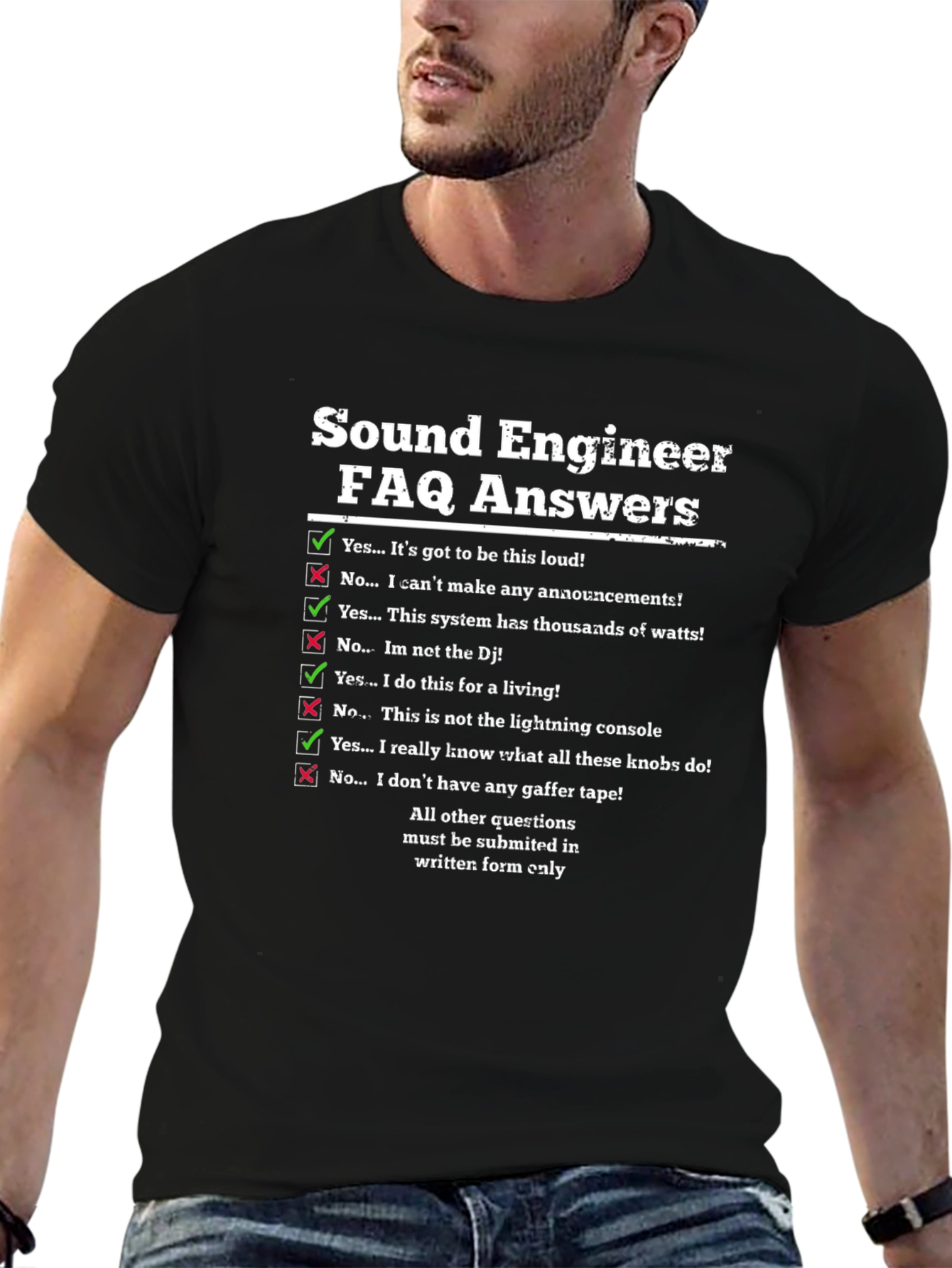 Sound Engineer FAQ T-Shirt Funny Audio Tech Gift