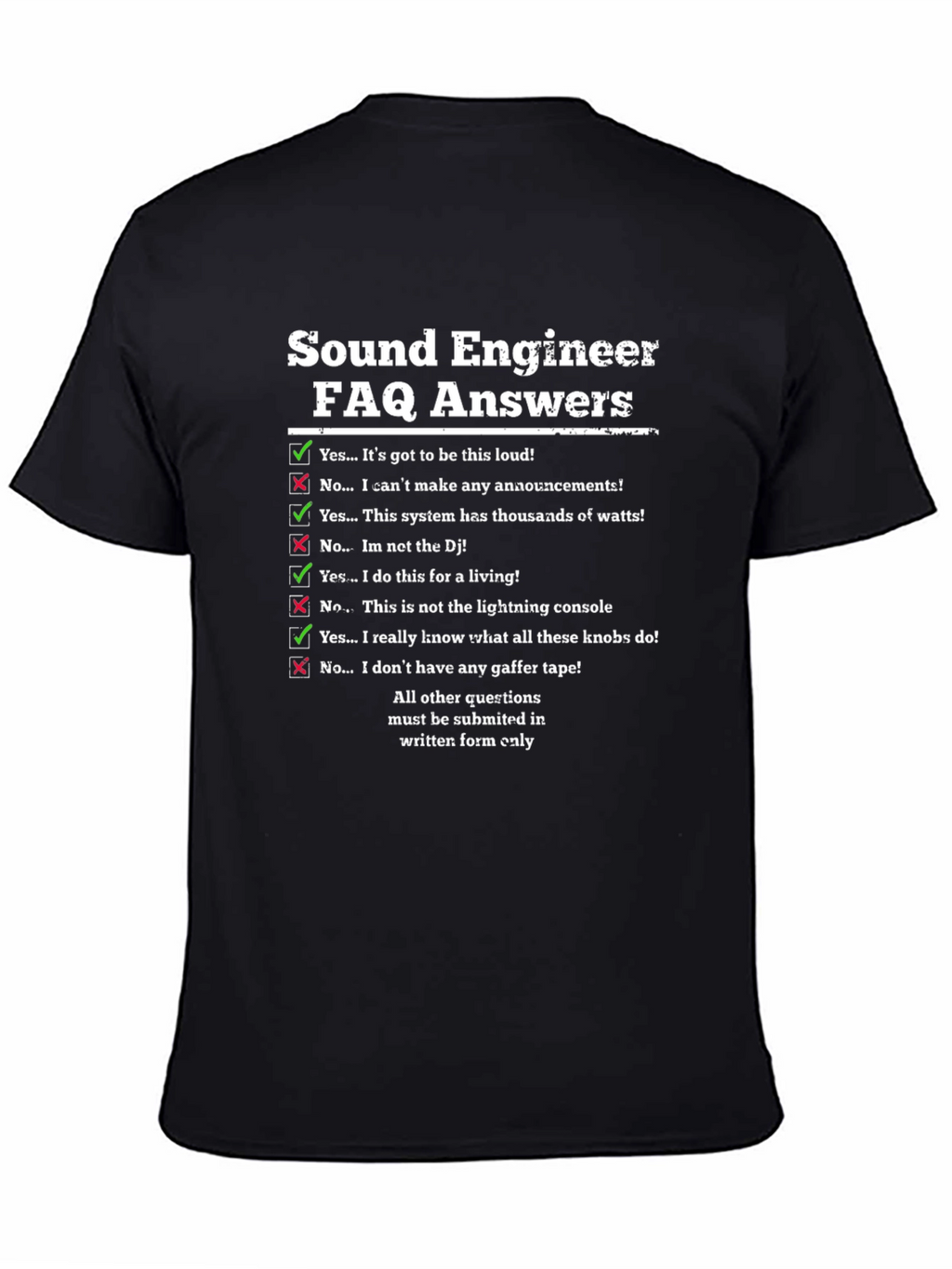 Sound Engineer FAQ T-Shirt Funny Audio Tech Gift