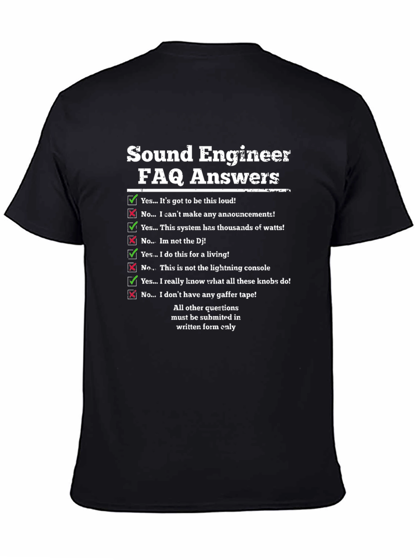 Sound Engineer FAQ T-Shirt Funny Audio Tech Gift