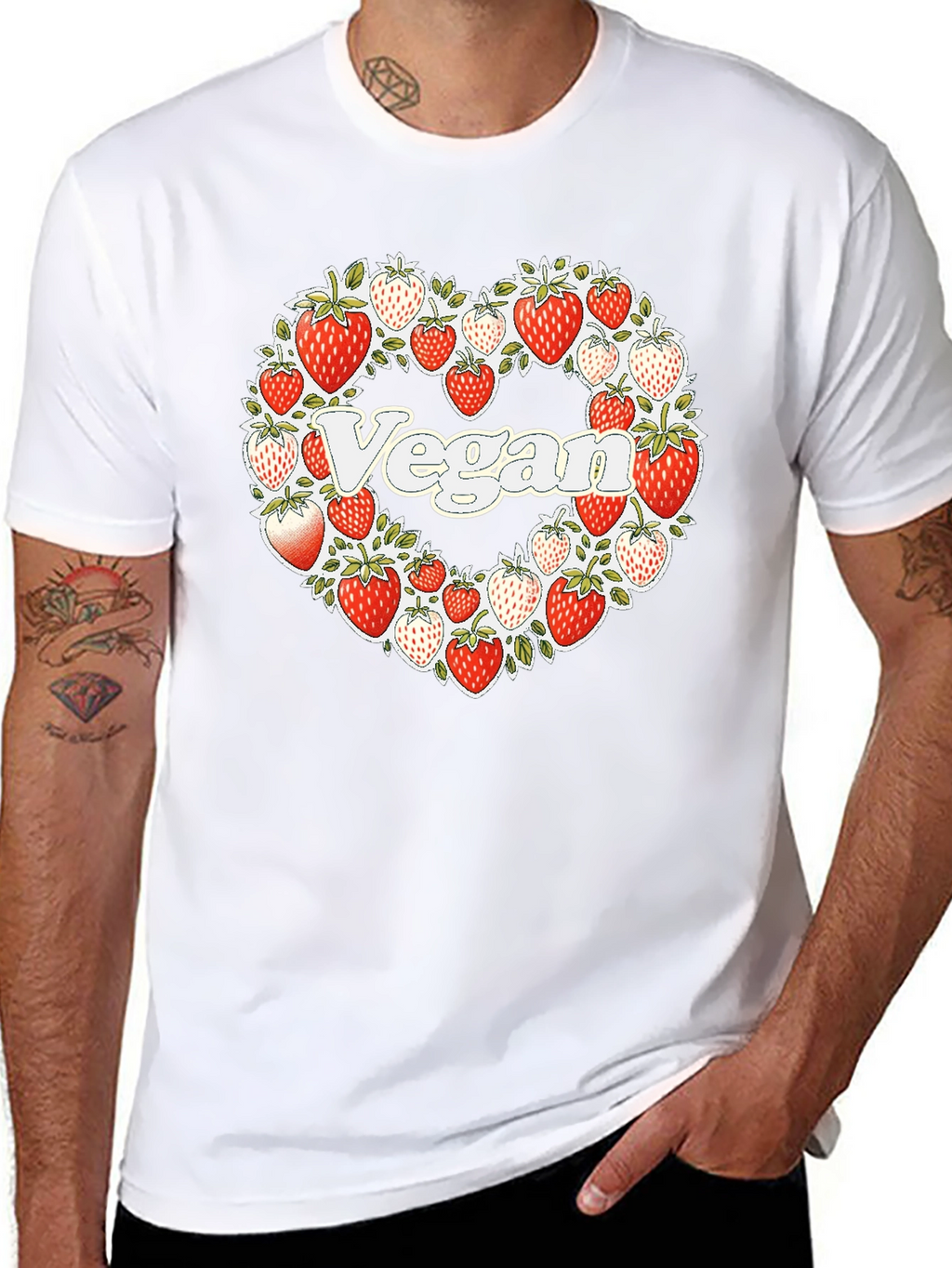 Vegan Strawberry Heart T-Shirt