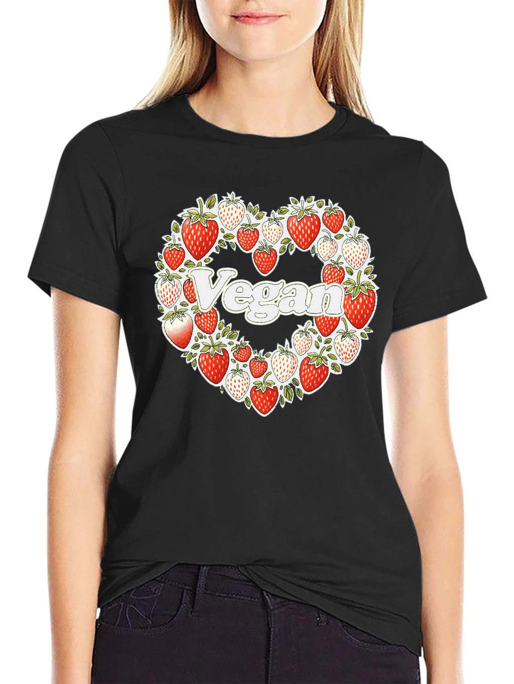 Vegan Strawberry Heart T-Shirt